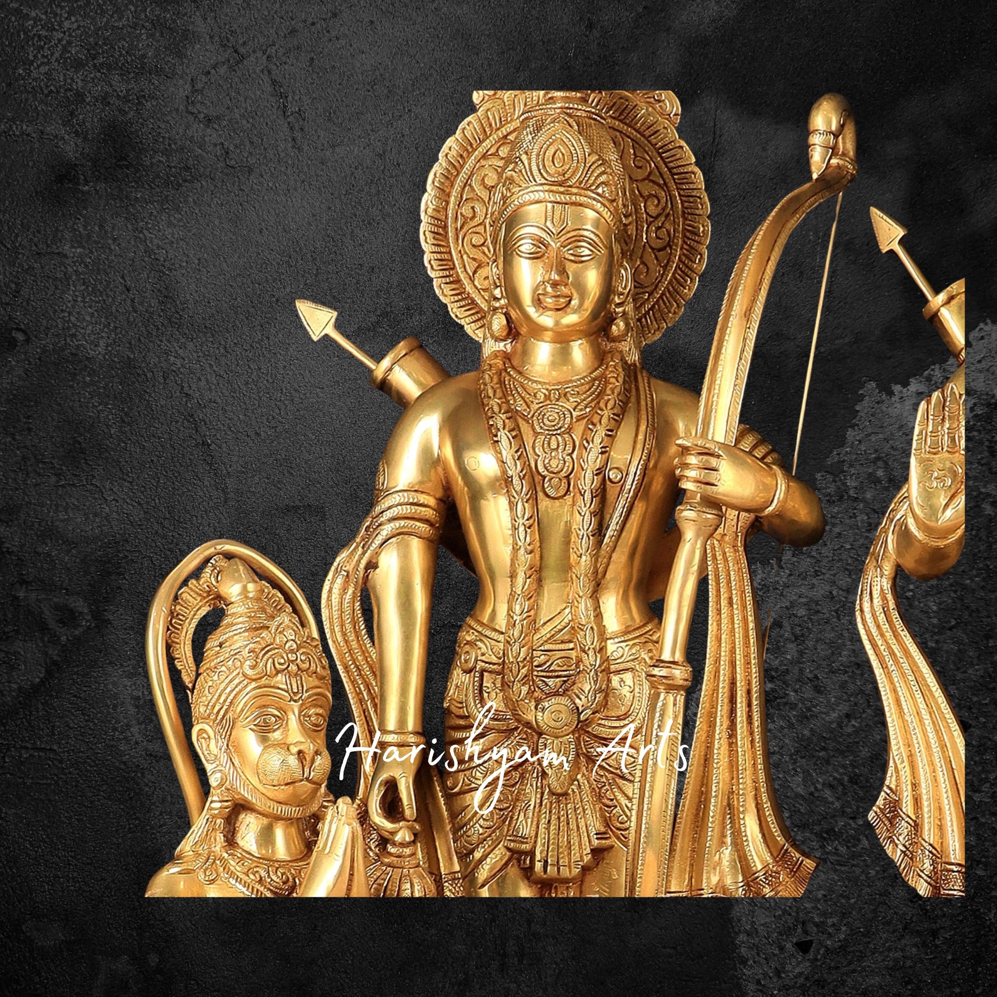 27" Brass Ram Laxman Sita Hanuman Idol Sacred Ensemble