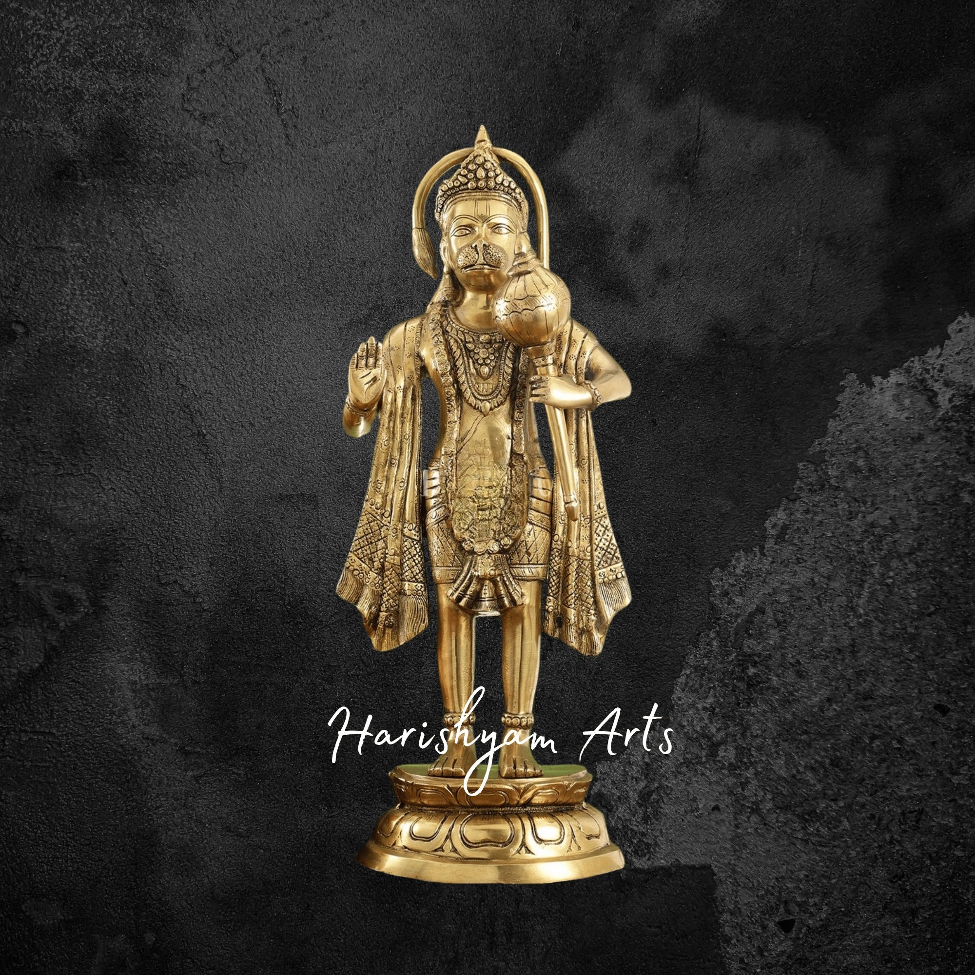 27" Brass Standing Hanuman Statue in Aashirwad Mudra Blessing Bajrangbali Idol