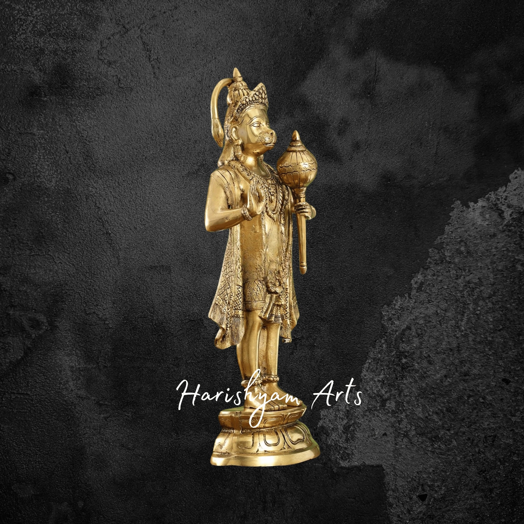 27" Brass Standing Hanuman Statue in Aashirwad Mudra Blessing Bajrangbali Idol