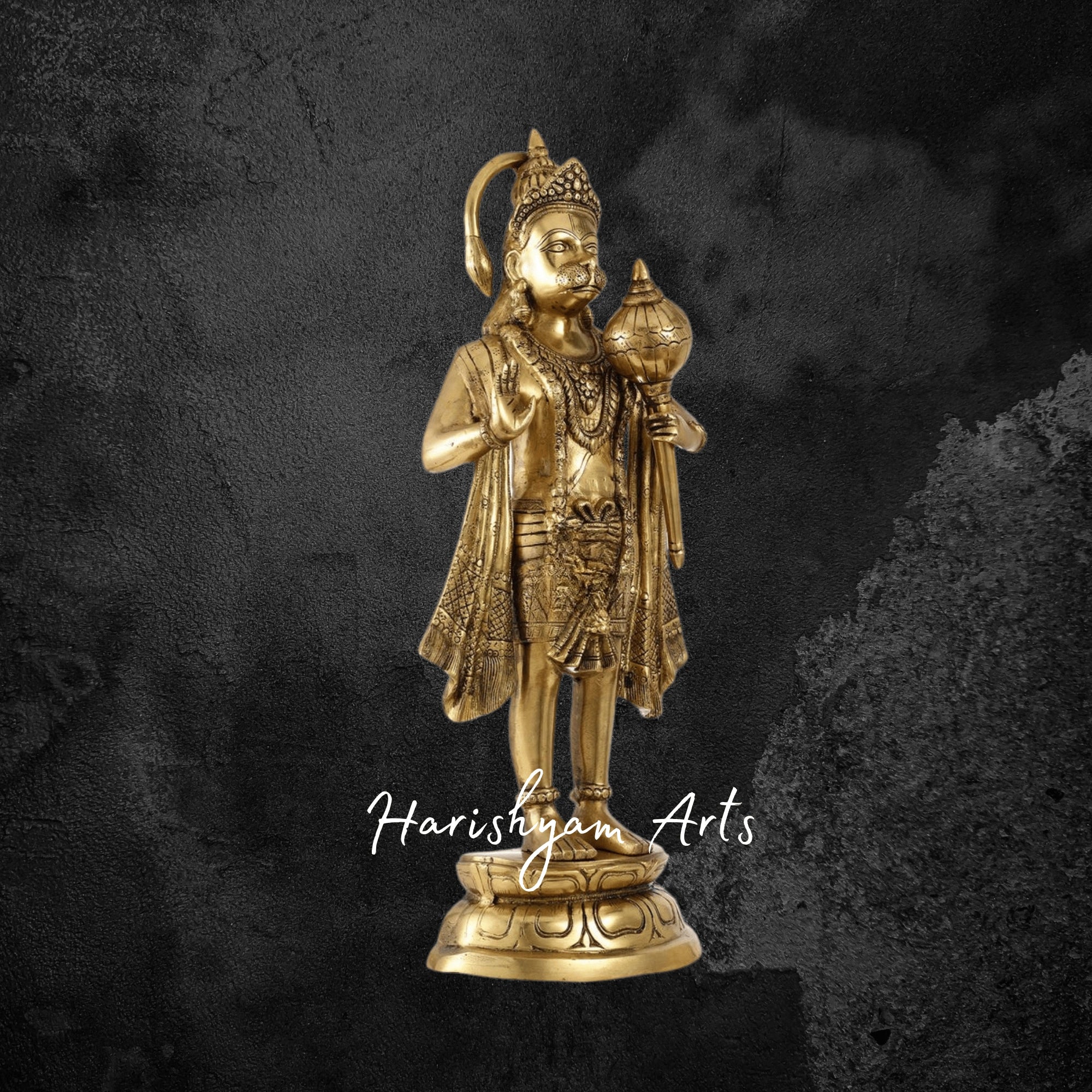 27" Brass Standing Hanuman Statue in Aashirwad Mudra Blessing Bajrangbali Idol