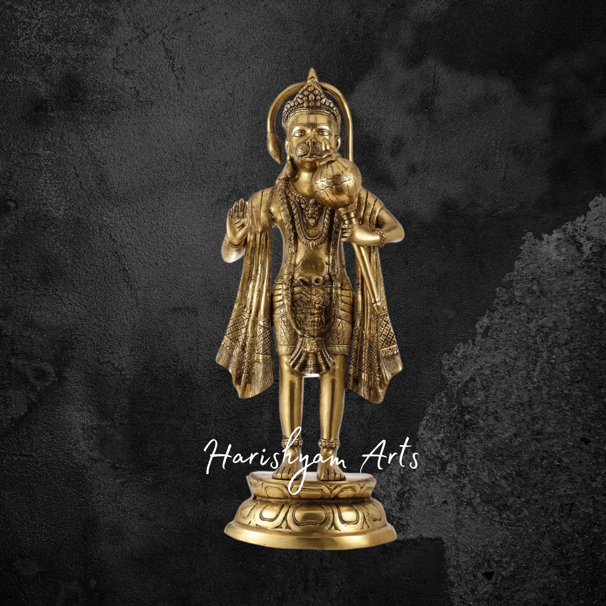 27" Brass Standing Hanuman Statue in Aashirwad Mudra Blessing Bajrangbali Idol