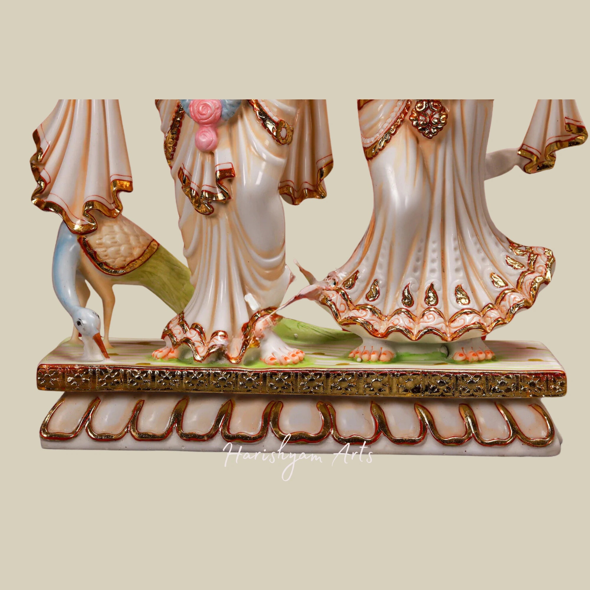 27" Handcrafted Jugal Radha Krishna Idol for Worship and Temple Decor