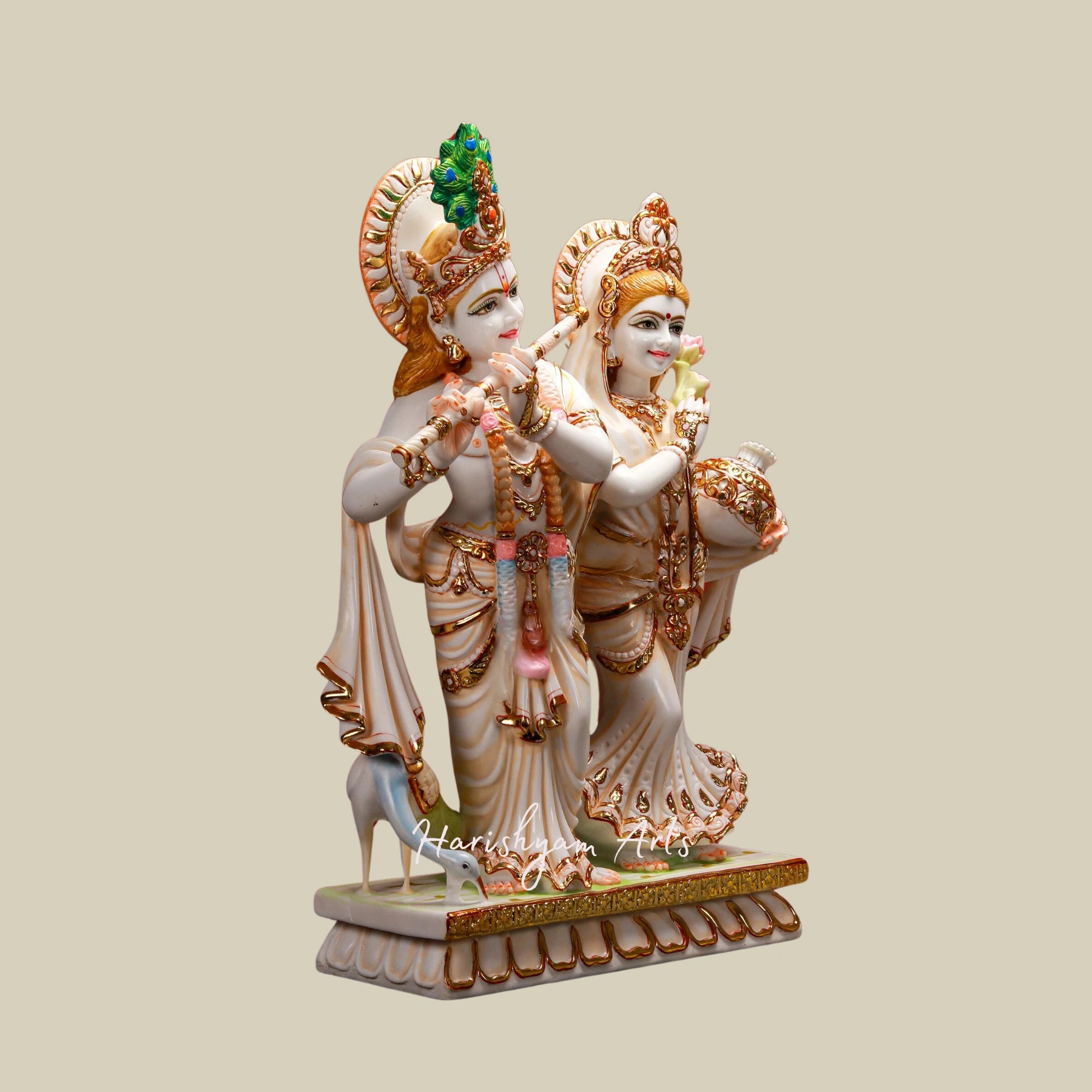 27" Handcrafted Jugal Radha Krishna Idol for Worship and Temple Decor