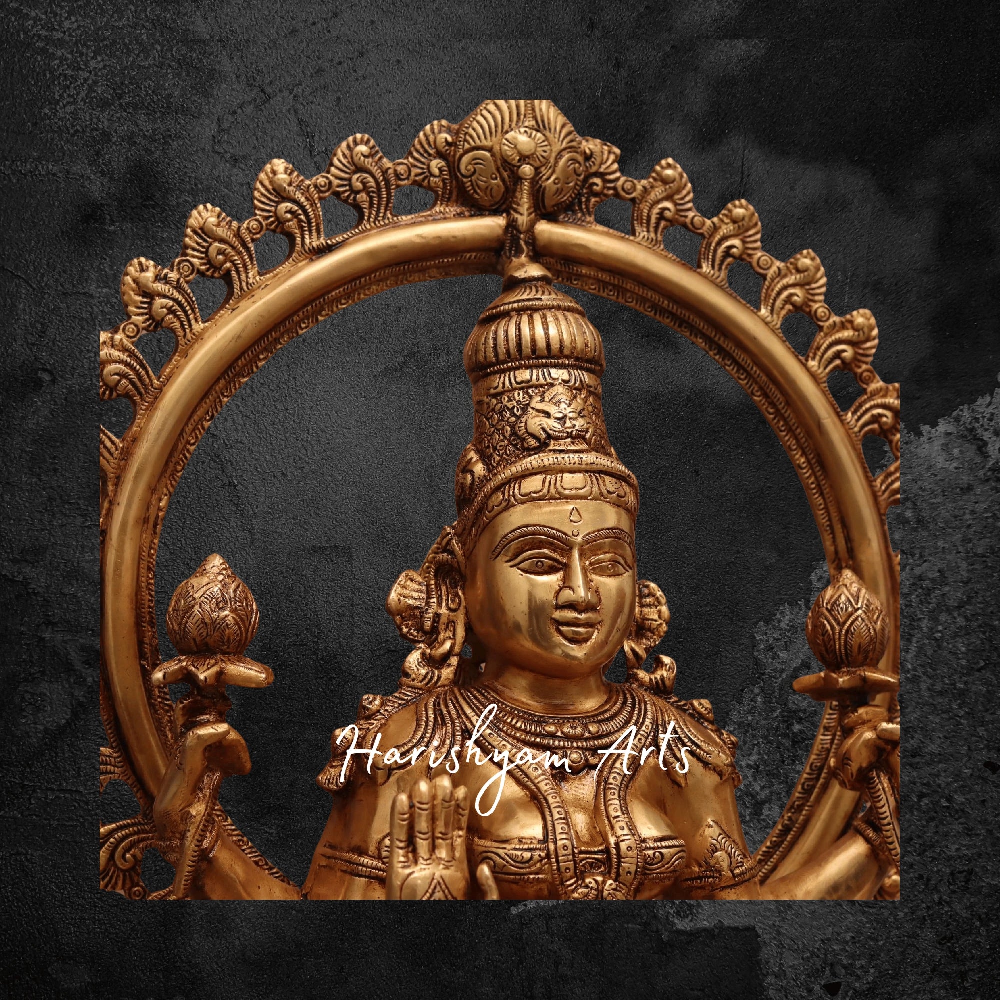 27" Laxmi Ji Brass Idol with Lotus and Ornate Frame Design
