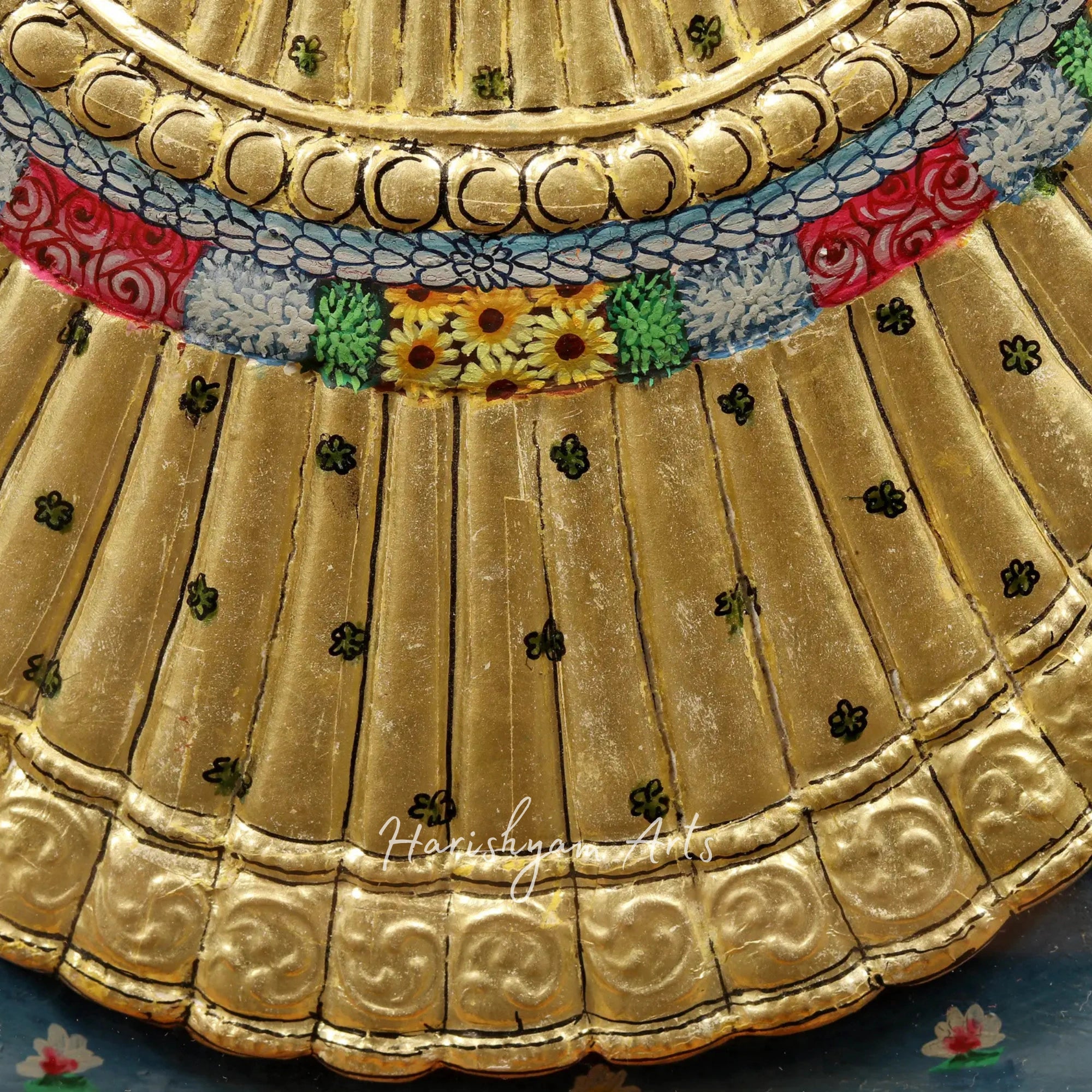 27" Lord Balaji and Goddess Padmavathi Embossed Tanjore Painting with Premium Teakwood Frame