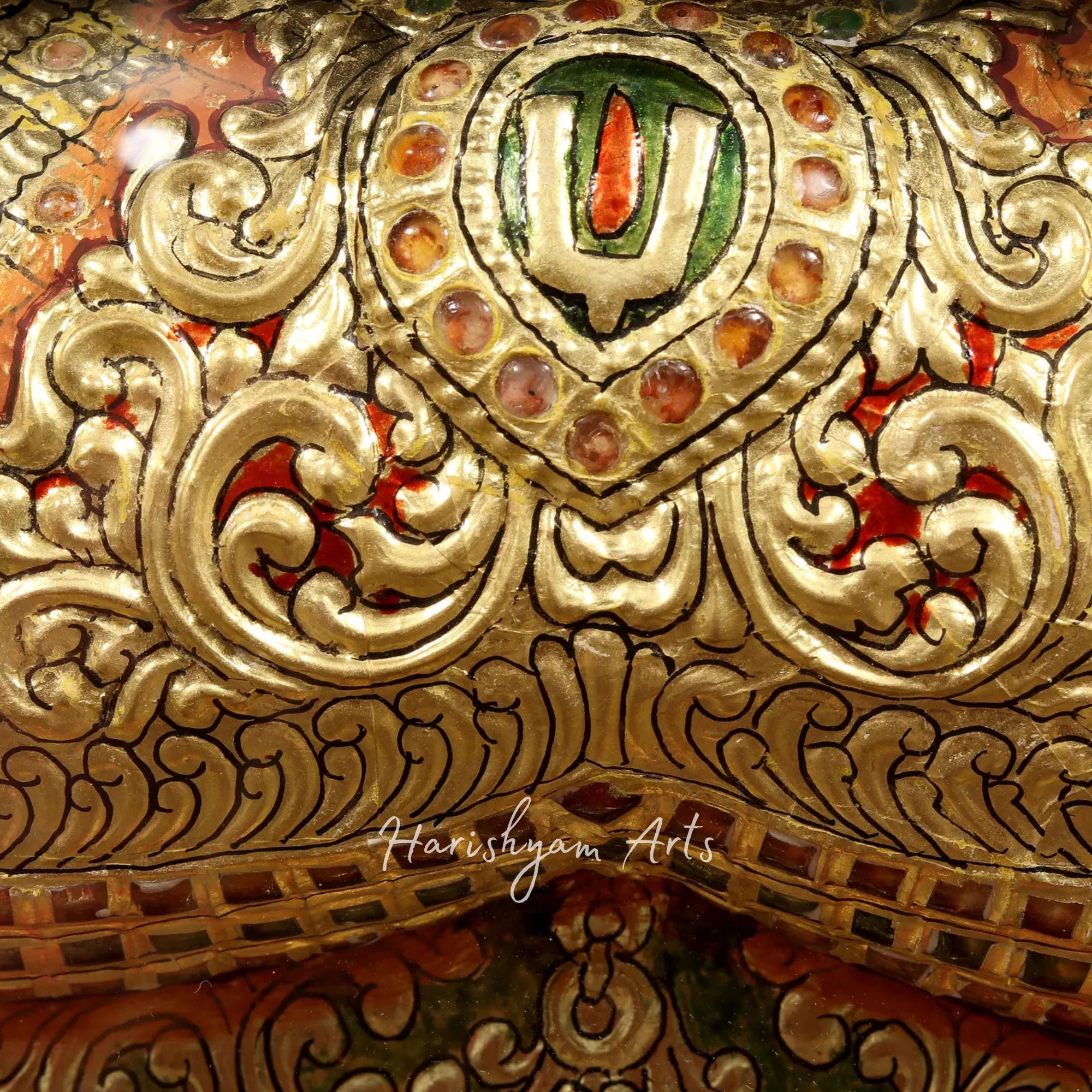 27" Lord Balaji and Goddess Padmavathi Embossed Tanjore Painting with Premium Teakwood Frame