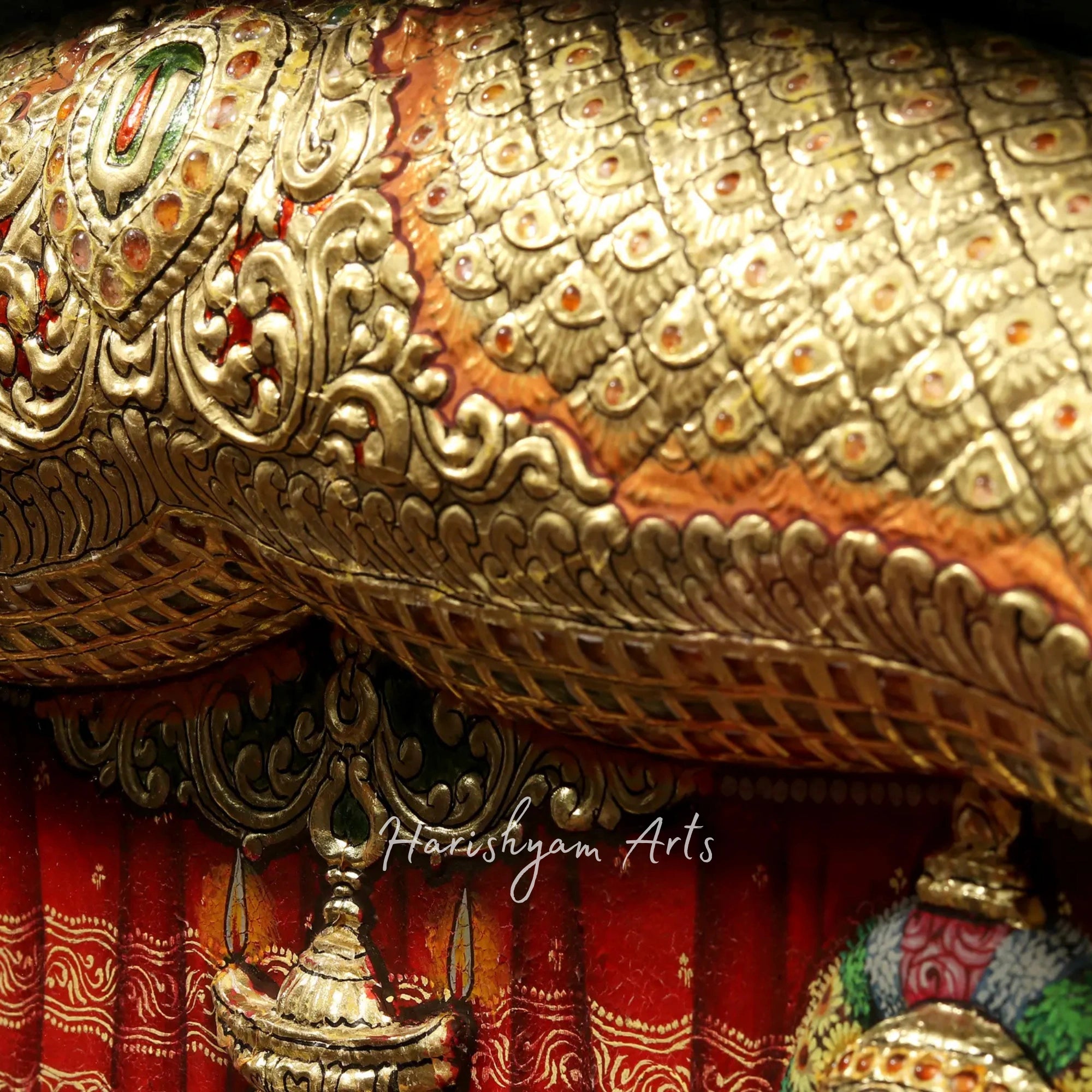 27" Lord Balaji and Goddess Padmavathi Embossed Tanjore Painting with Premium Teakwood Frame