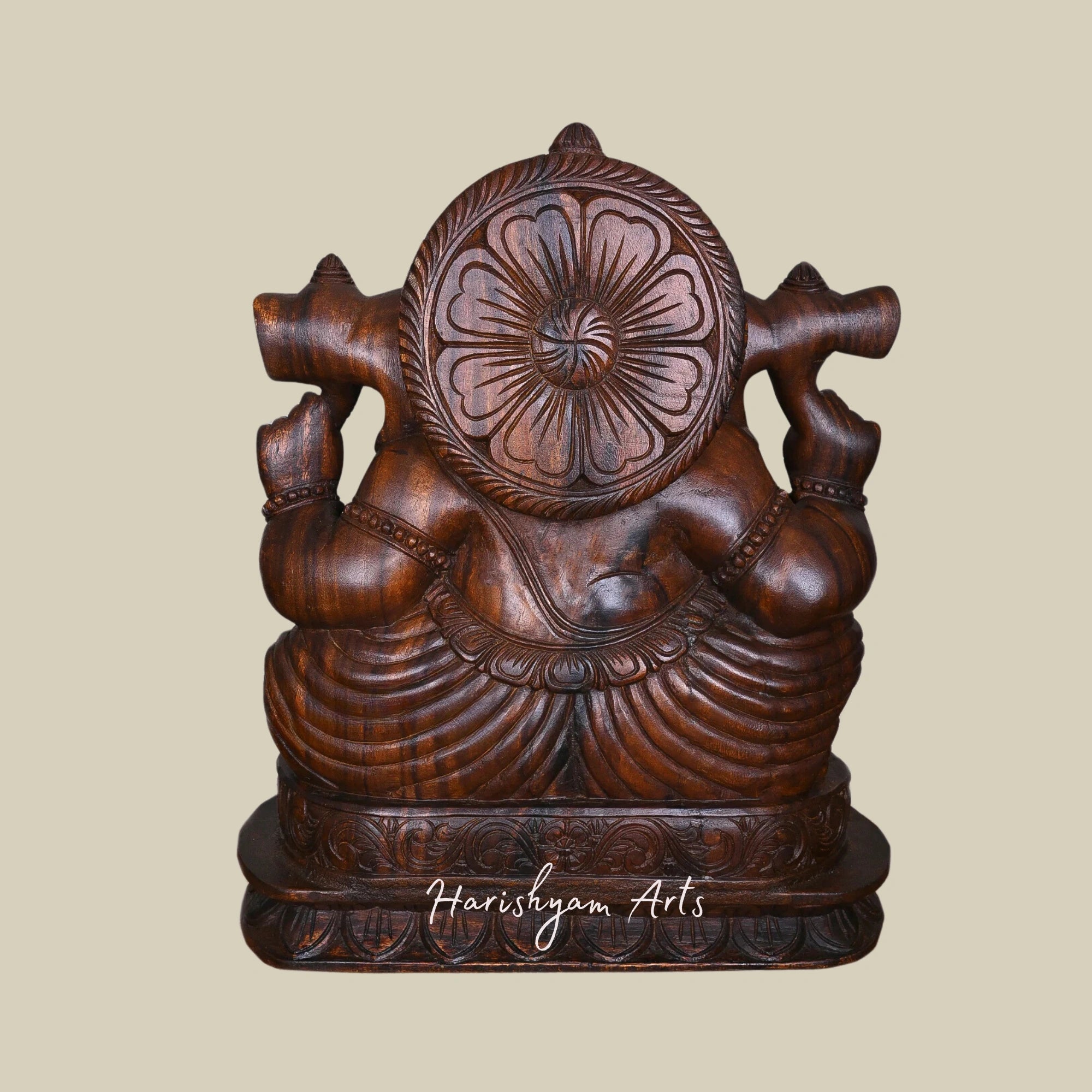 27" Shree Lambodara Wooden Ganesh Statue in Blessing Gesture4