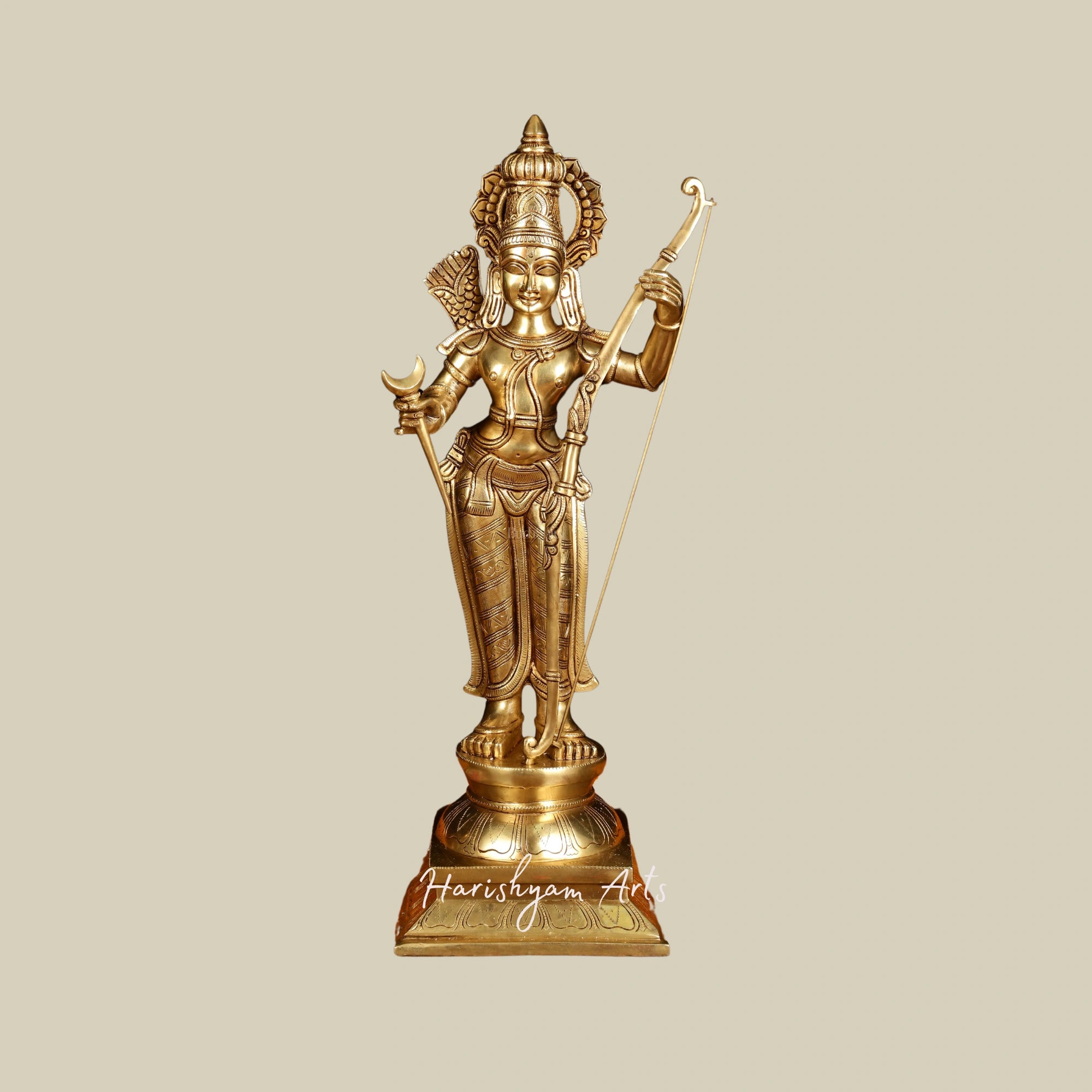 27" Superfine Brass Lord Rama Idol with Magnificent Detailing for Home Temple