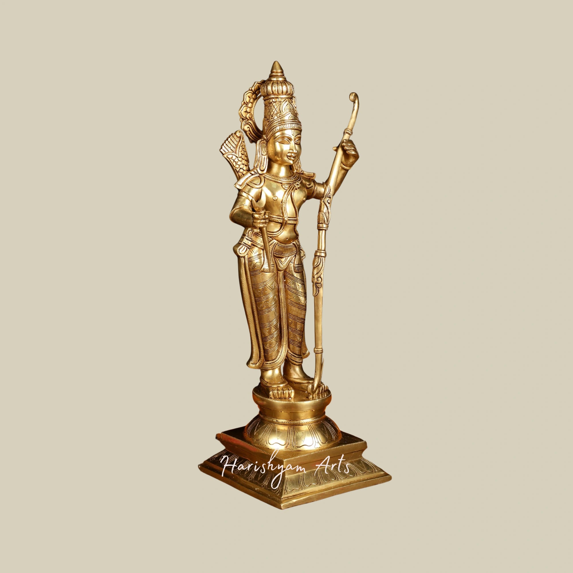 27" Superfine Brass Lord Rama Idol with Magnificent Detailing for Home Temple3