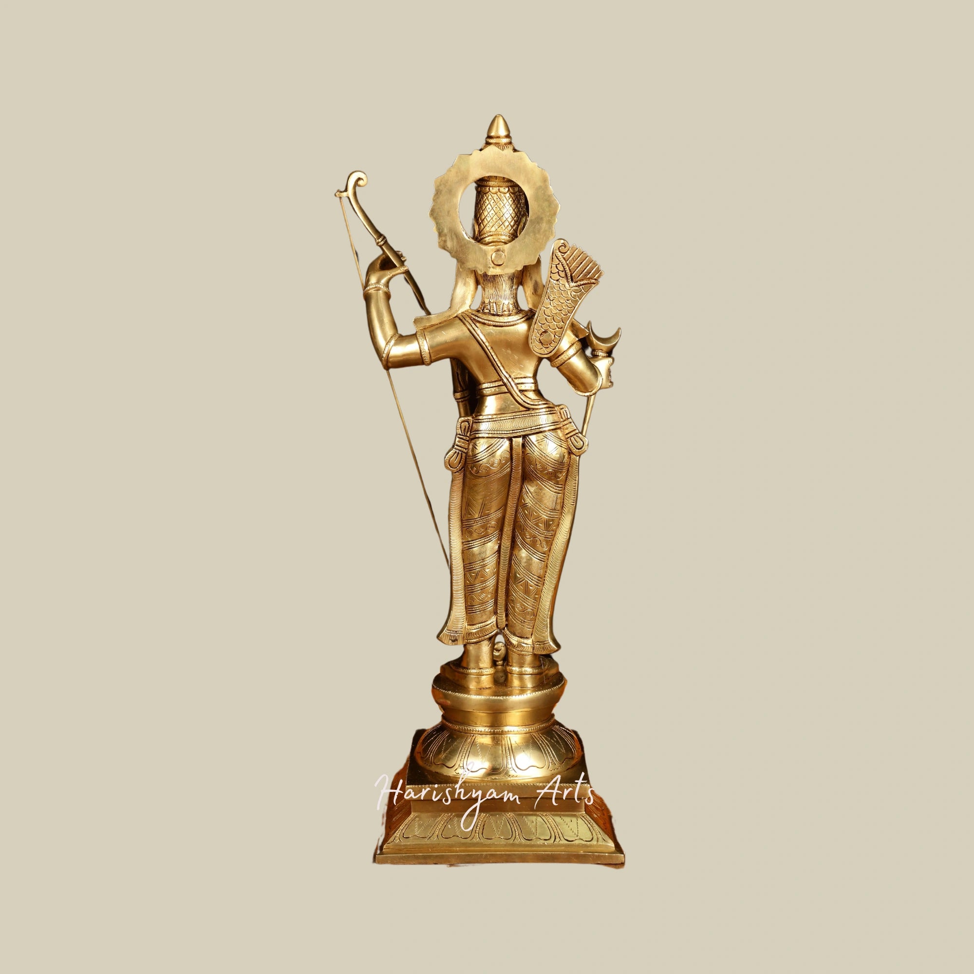 27" Superfine Brass Lord Rama Idol with Magnificent Detailing for Home Temple4