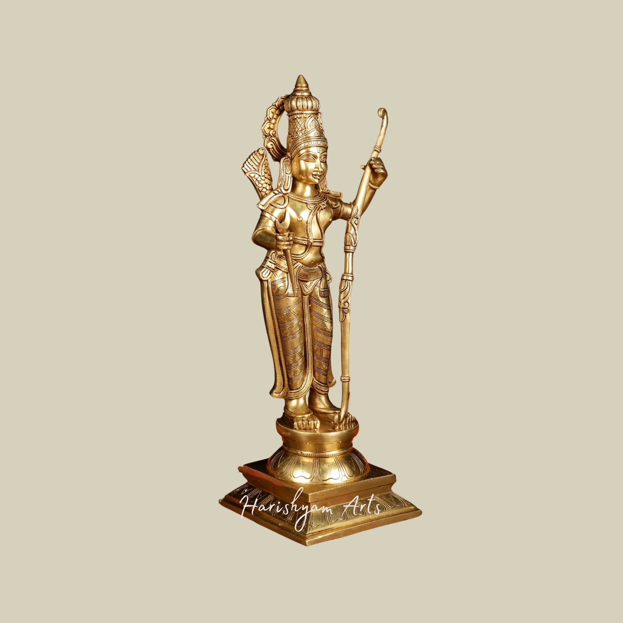 27" Superfine Brass Lord Rama Idol with Magnificent Detailing for Home Temple5