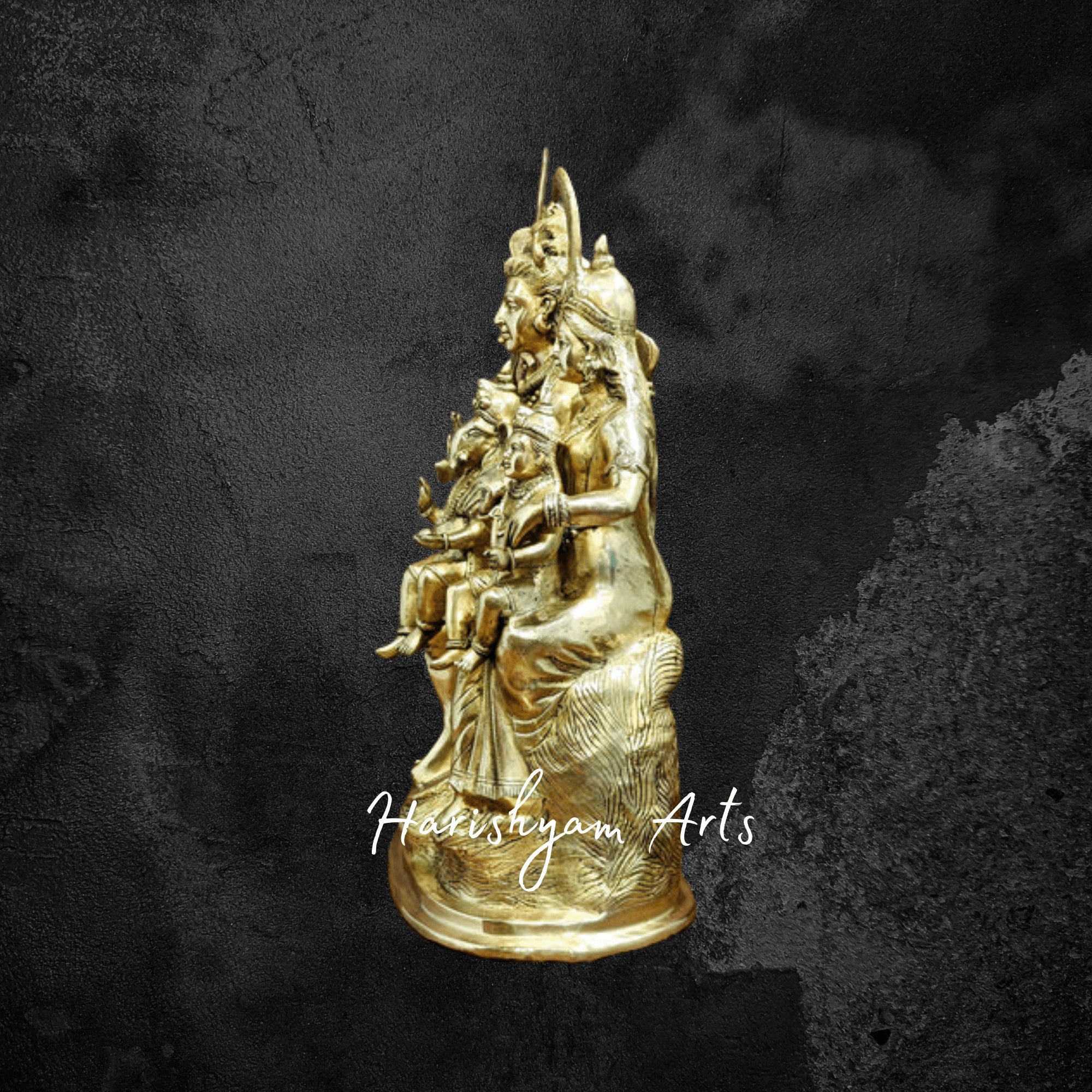 28" Large Pure Brass Shiva Parivar Idol for Temple and Home Decor