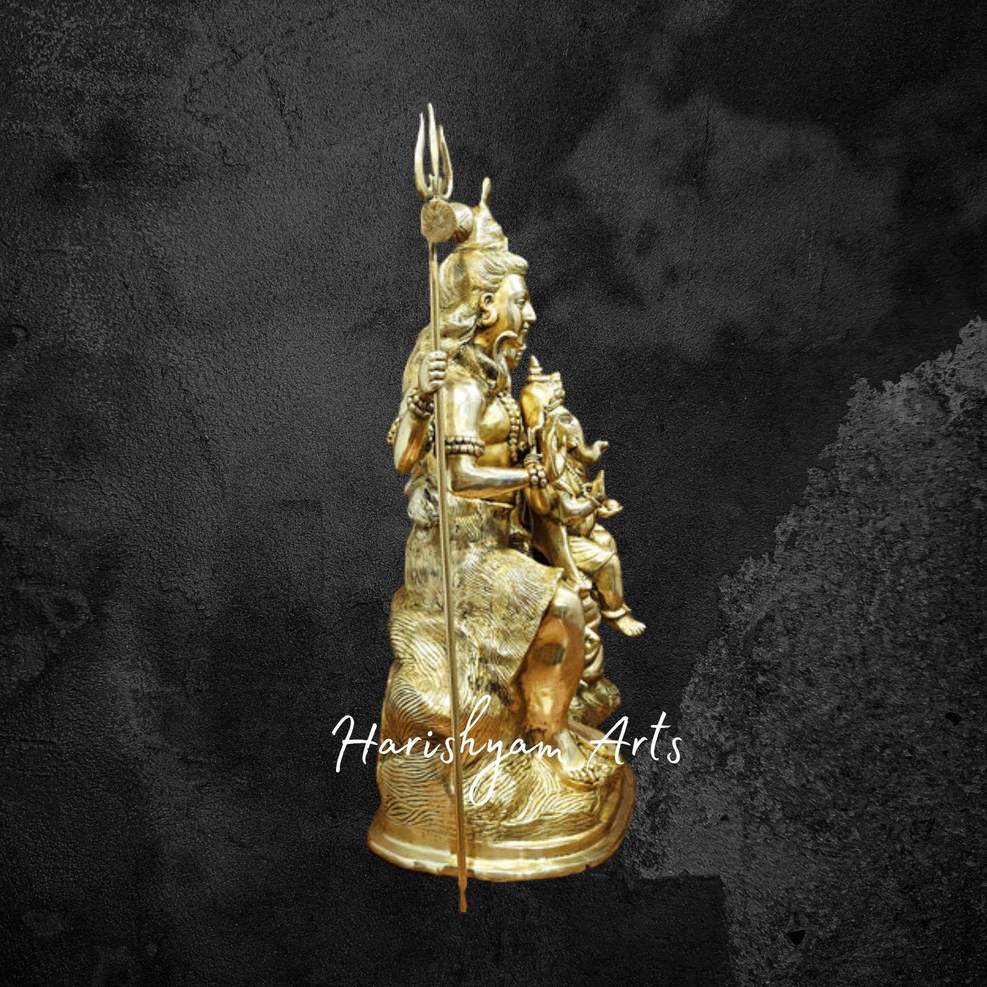 28" Large Pure Brass Shiva Parivar Idol for Temple and Home Decor