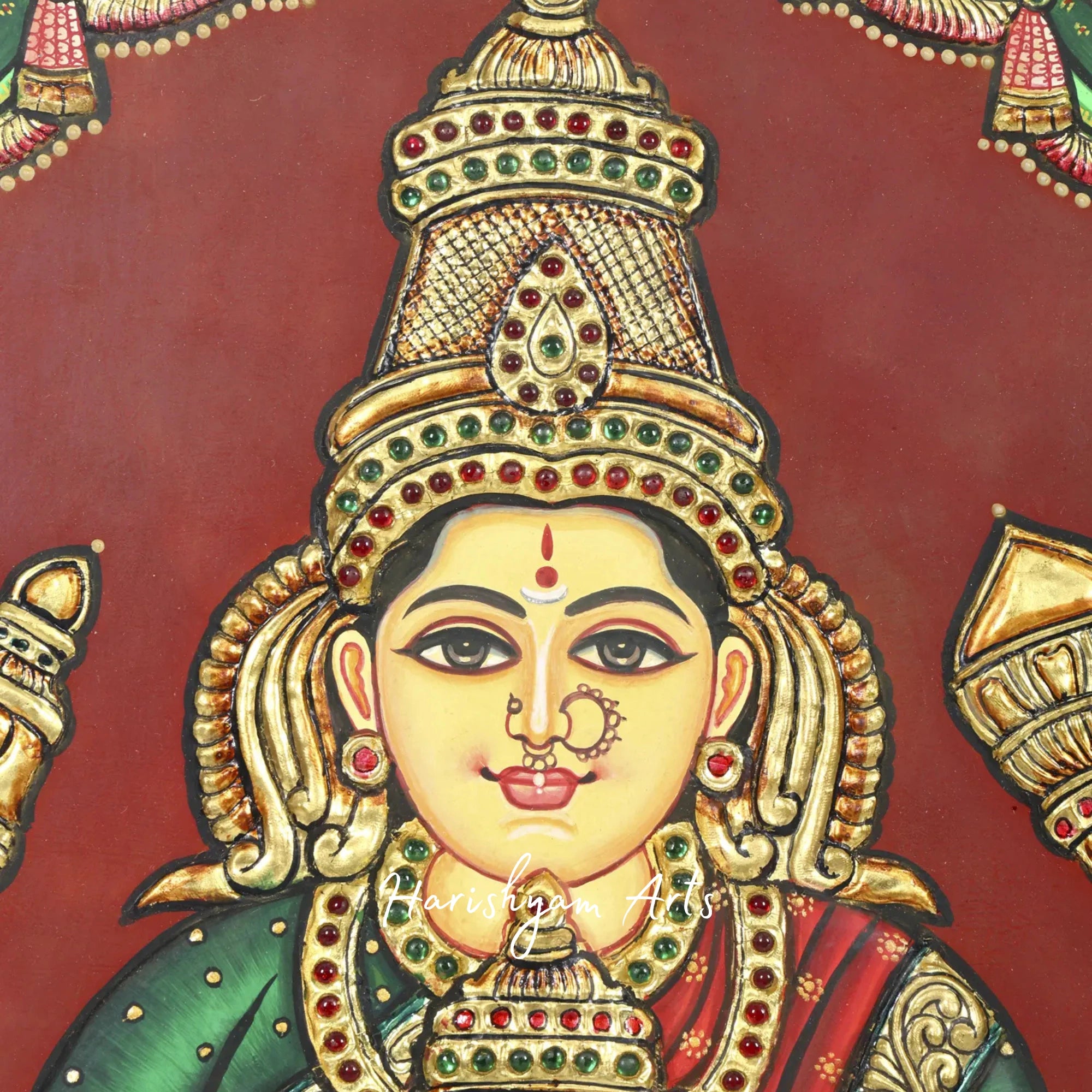 28" Lord Ganesha Tanjore Painting with Devi Lakshmi in Vibrant Colors4