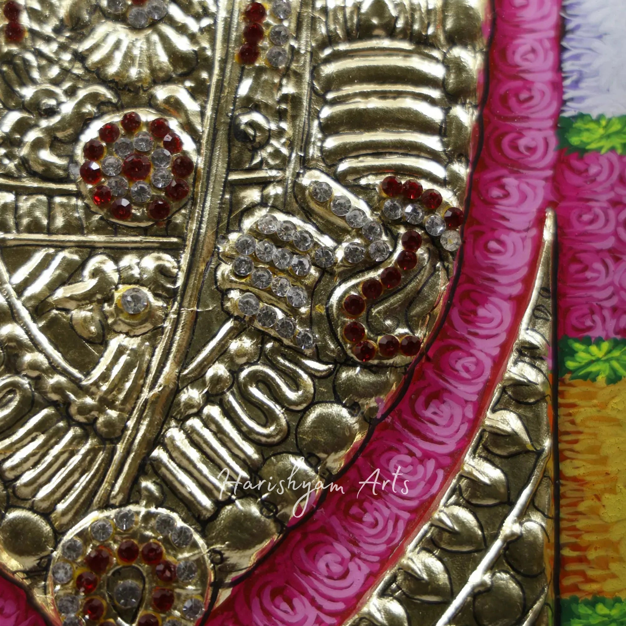 28" Tirupati Balaji Venkateshvara Tanjore Painting with 24-Karat Gold Embellishments and Frame