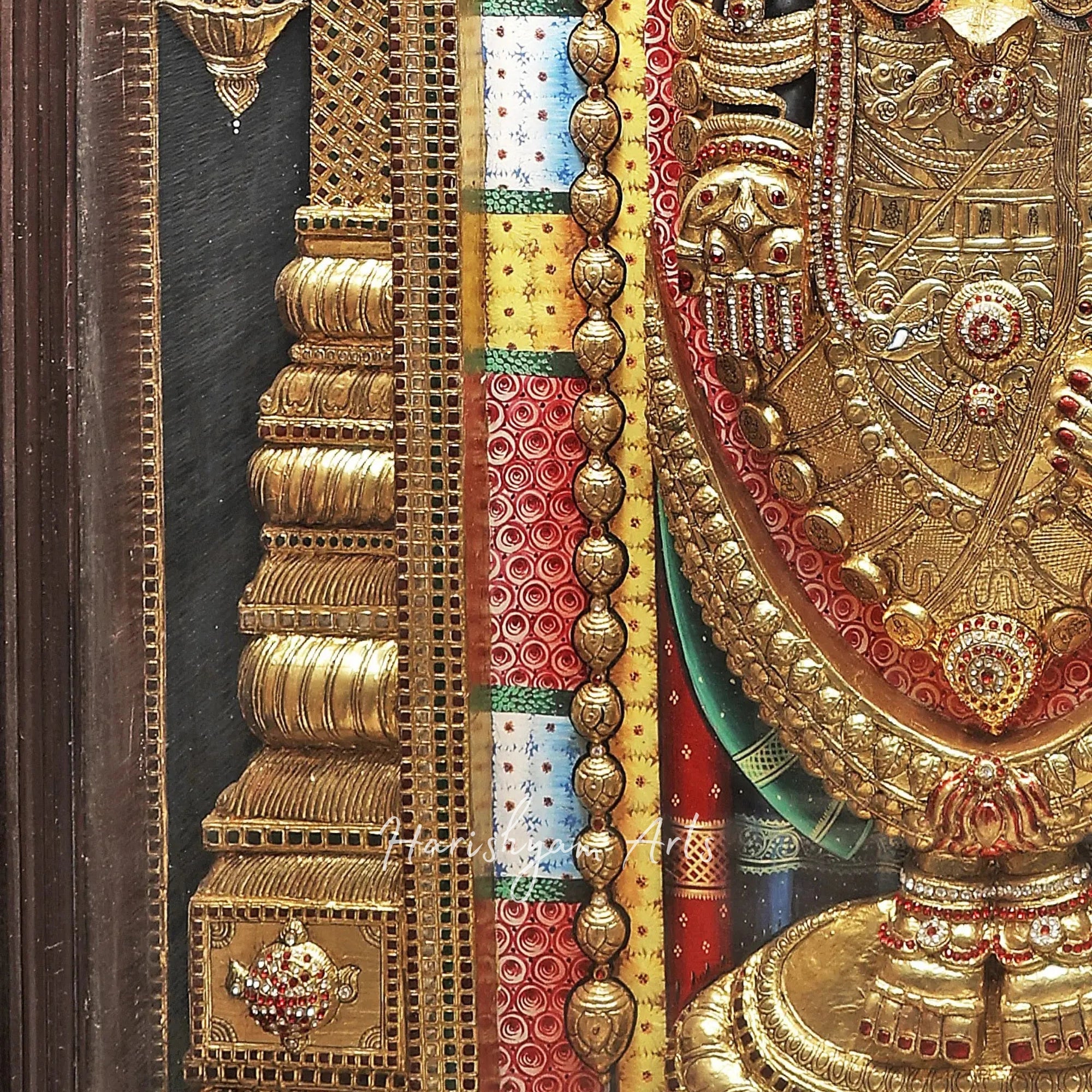 28" Traditional Tanjore Painting of Lord Venkateshwara as Balaji with Intricate Detailing