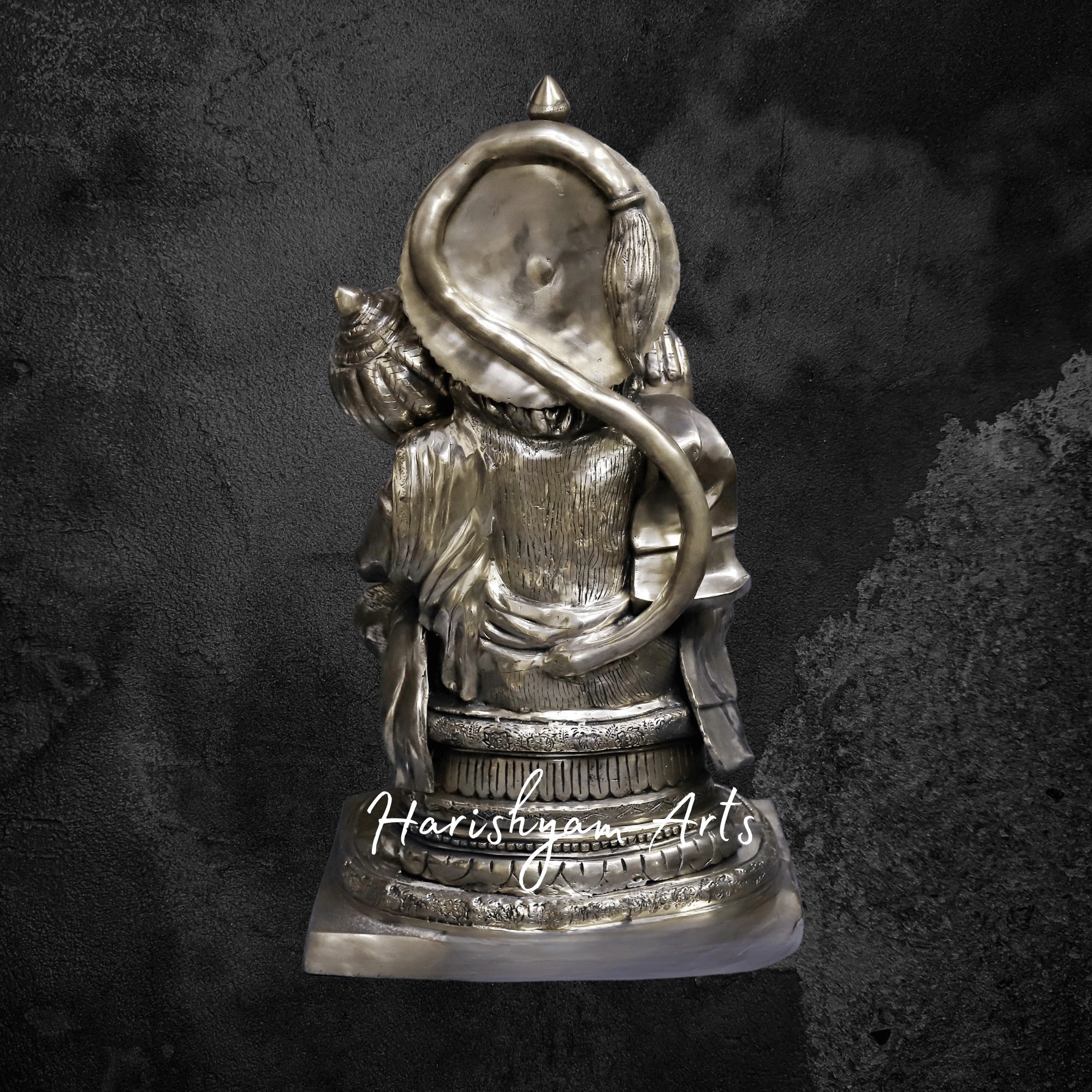 30" Brass Hanuman Idol Seated in Blessing Posture with Fine Golden Finish