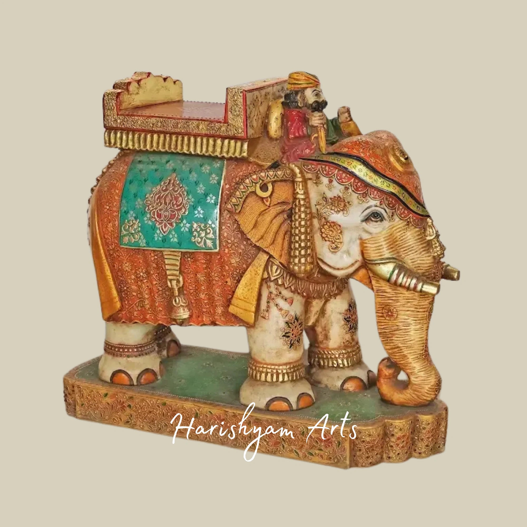 30" Majestic Large Marble Elephant Pair Hand Carved Home Decor Statues