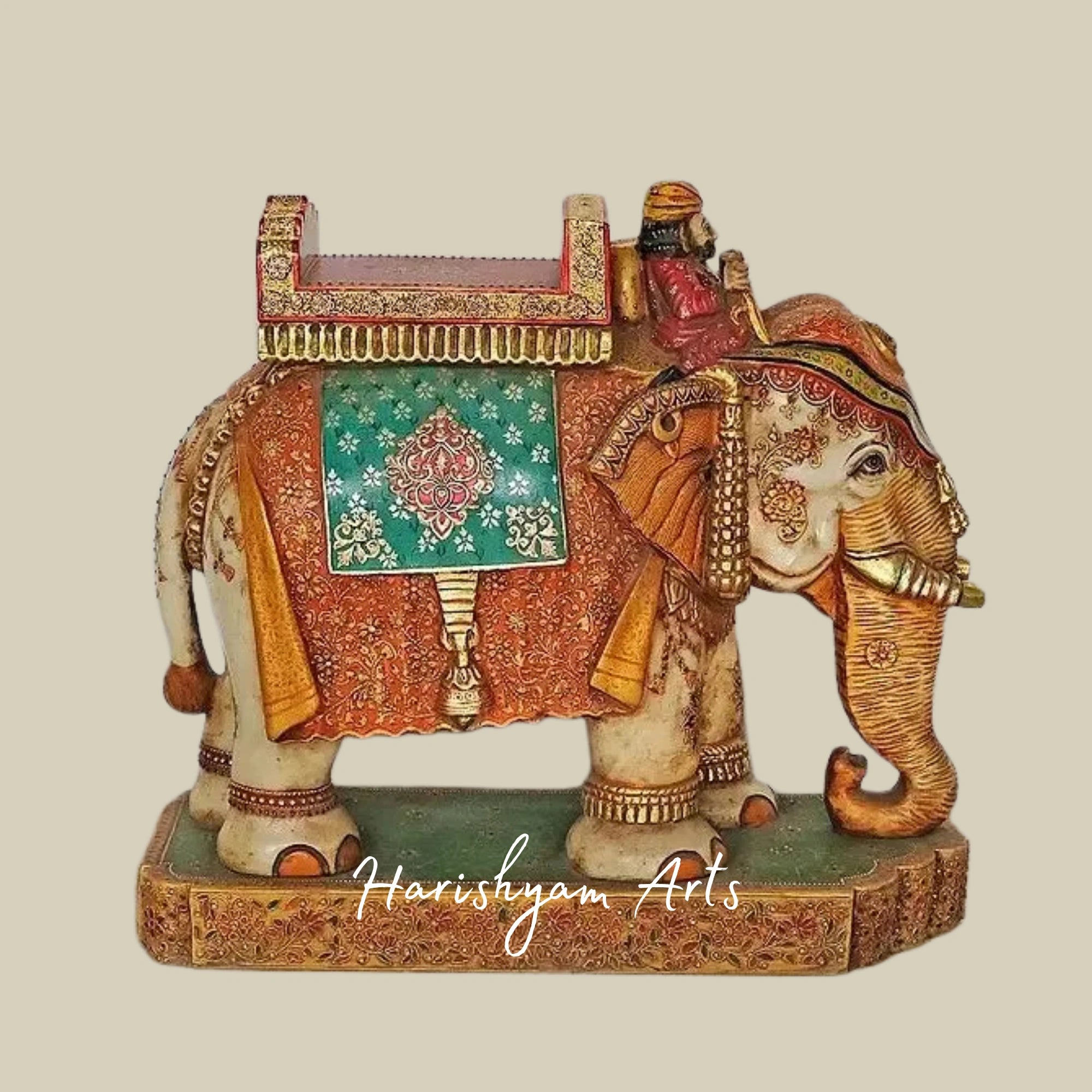 30" Majestic Large Marble Elephant Pair Hand Carved Home Decor Statues