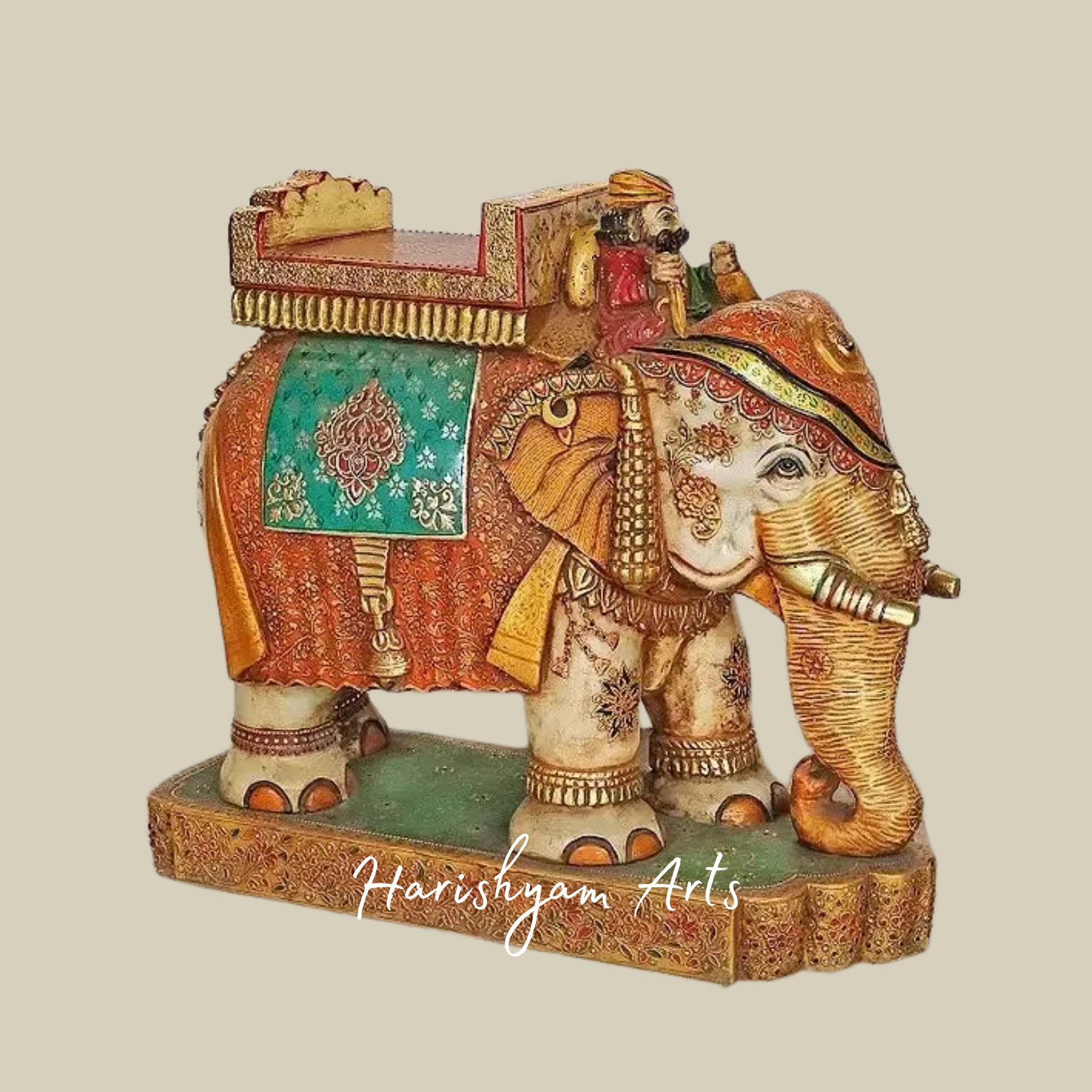 30" Majestic Large Marble Elephant Pair Hand Carved Home Decor Statues