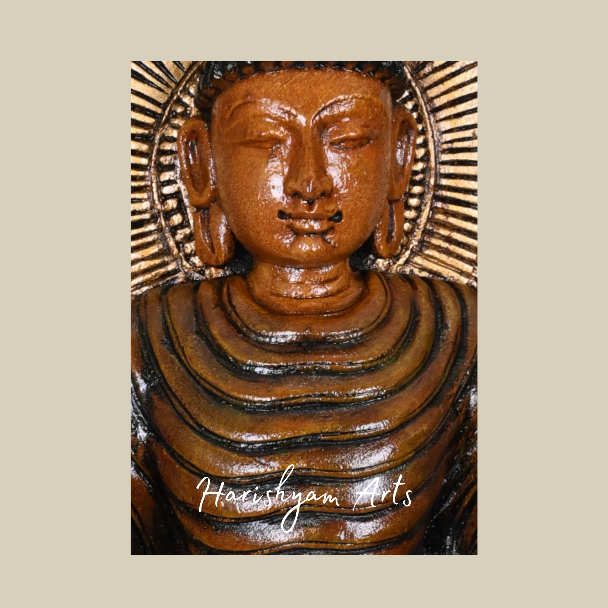 30" Multicoloured Wooden Buddha Figurine for Meditation Room and Decor