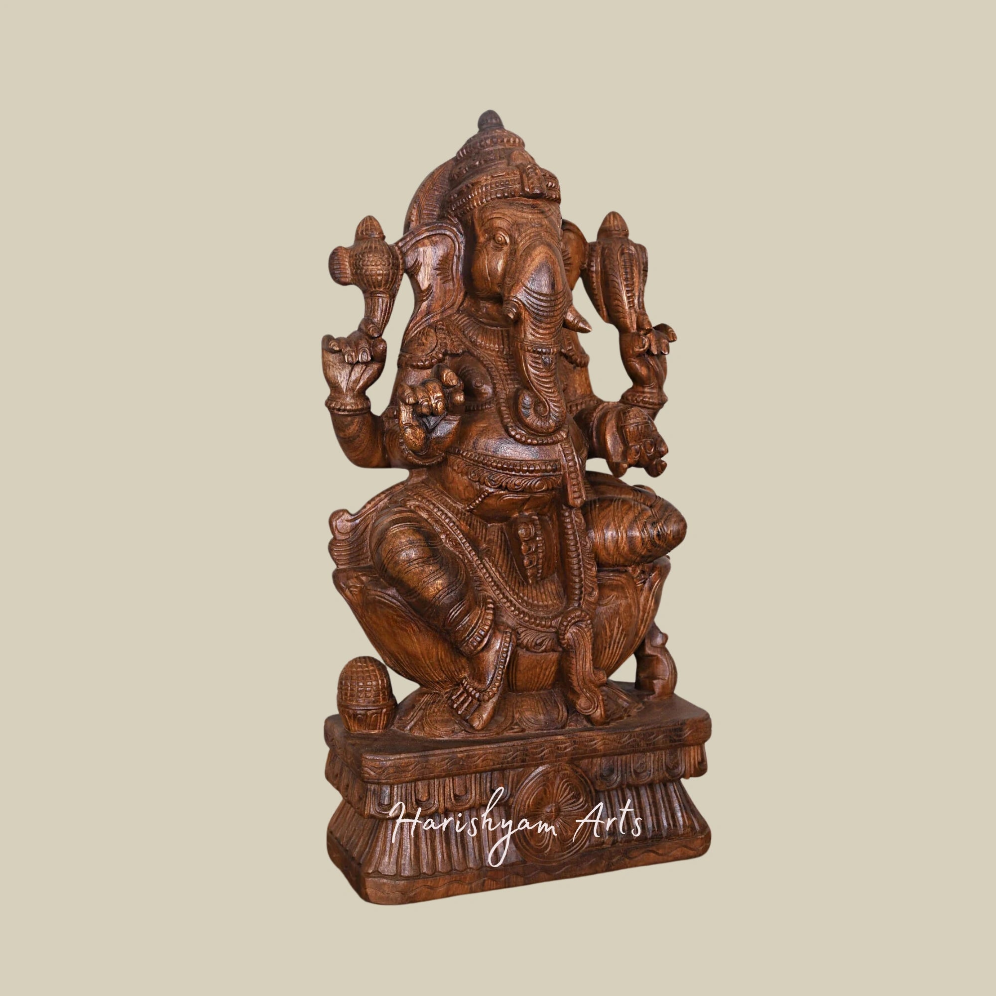 30" Shri Valampuri Ganapati Idol on Petal Lotus