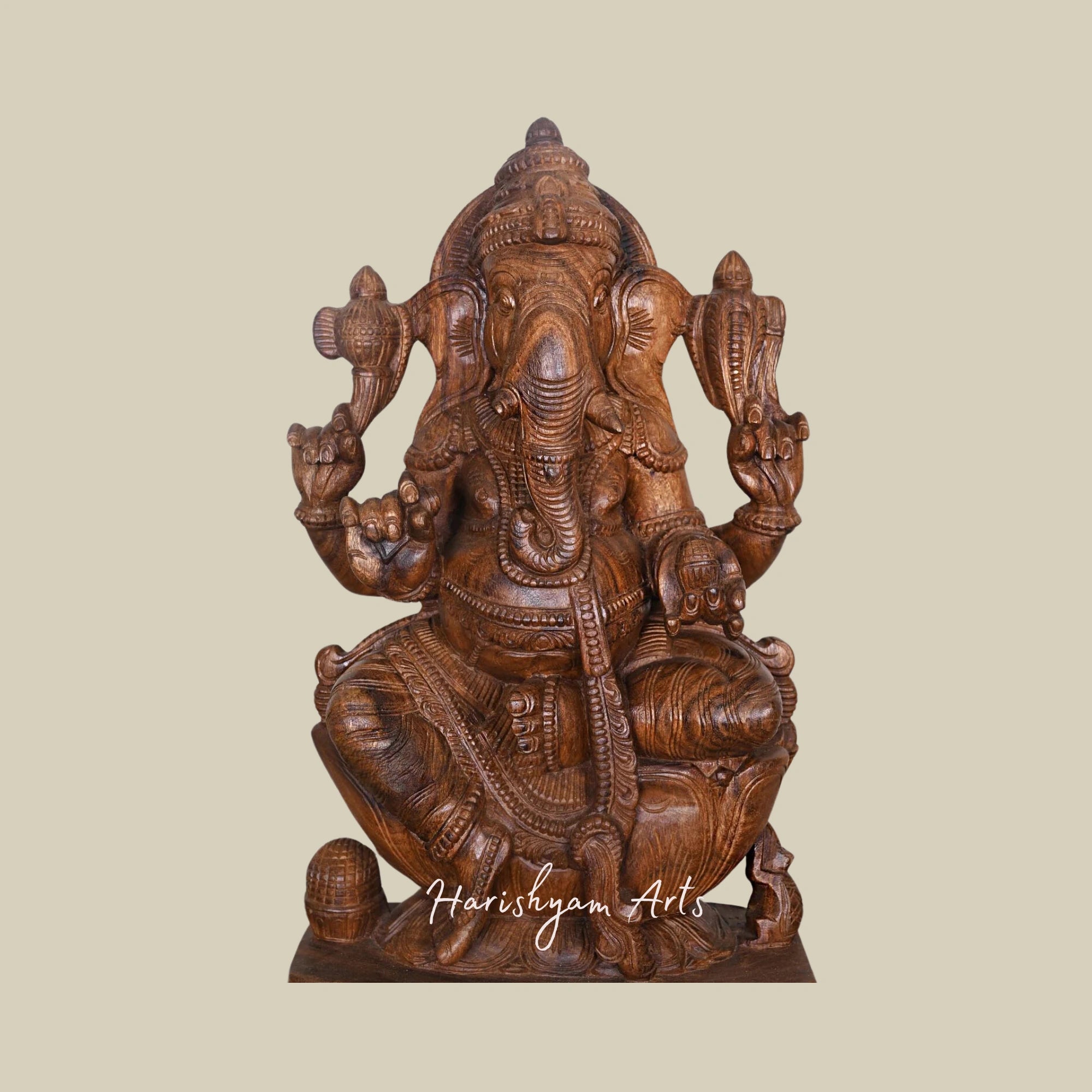 30" Shri Valampuri Ganapati Idol on Petal Lotus
