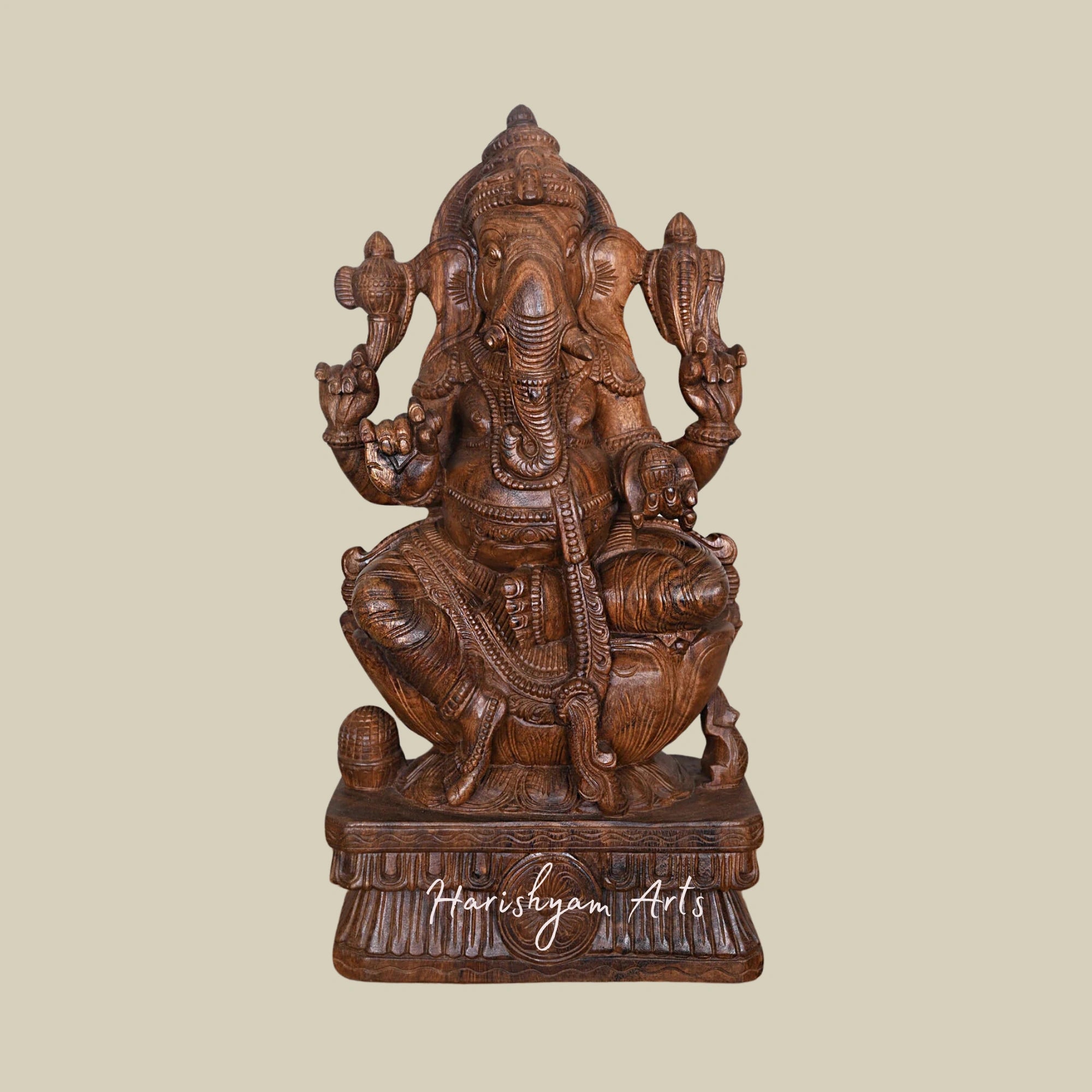 30" Shri Valampuri Ganapati Idol on Petal Lotus