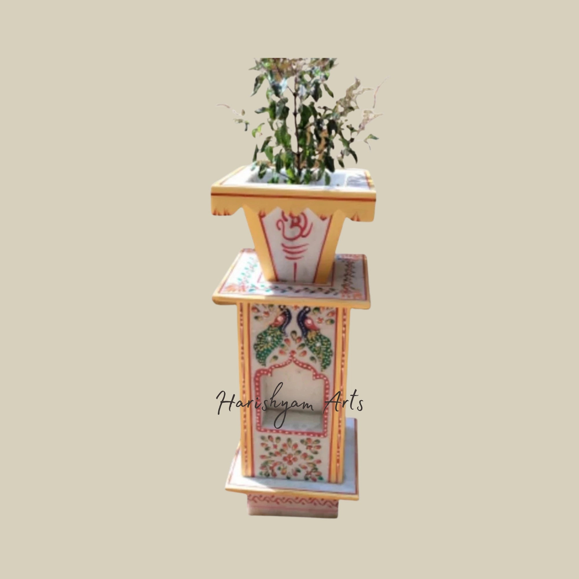 30" Rajasthani Marble Tulsi Pot