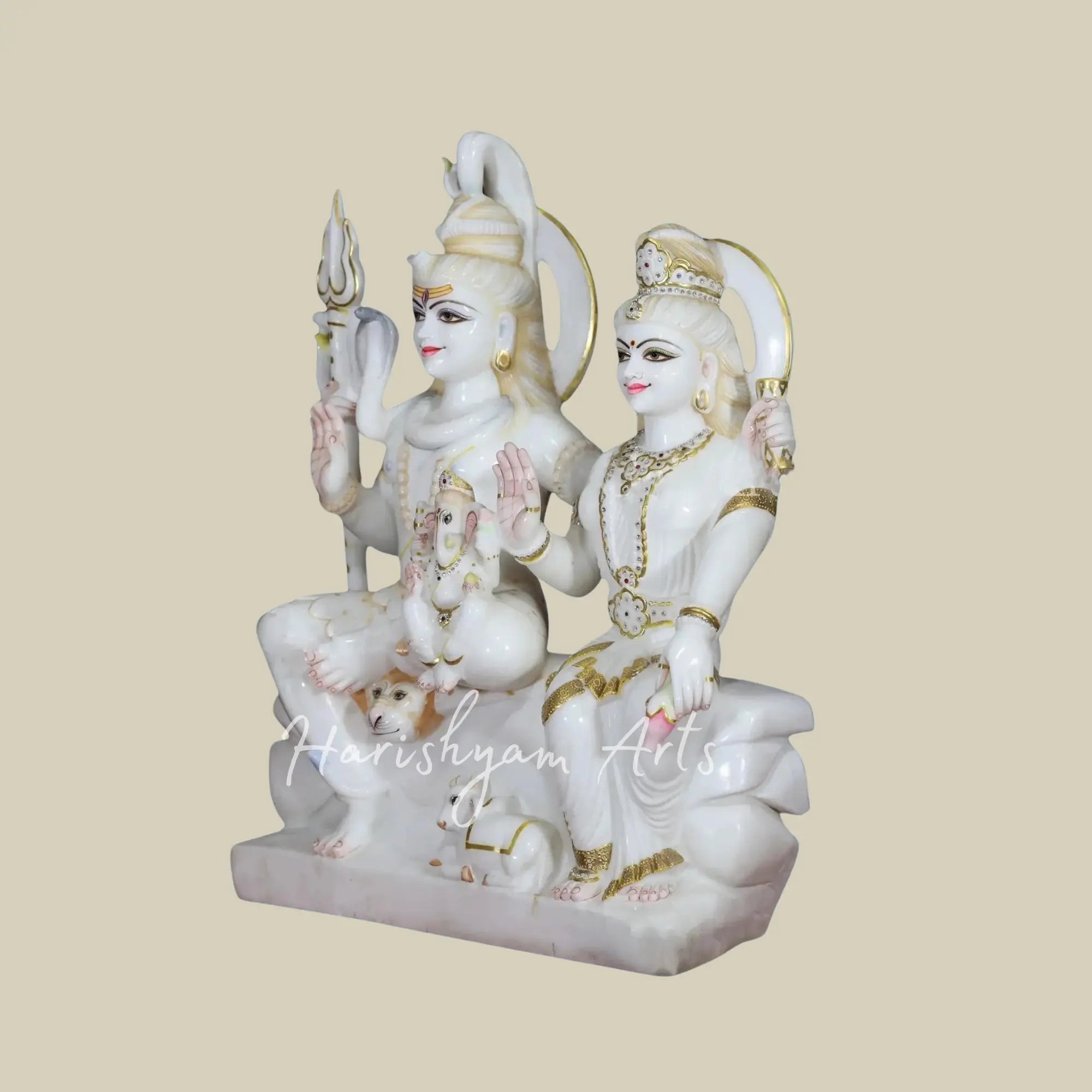 30 inches Large marble shiv parvati murti 1