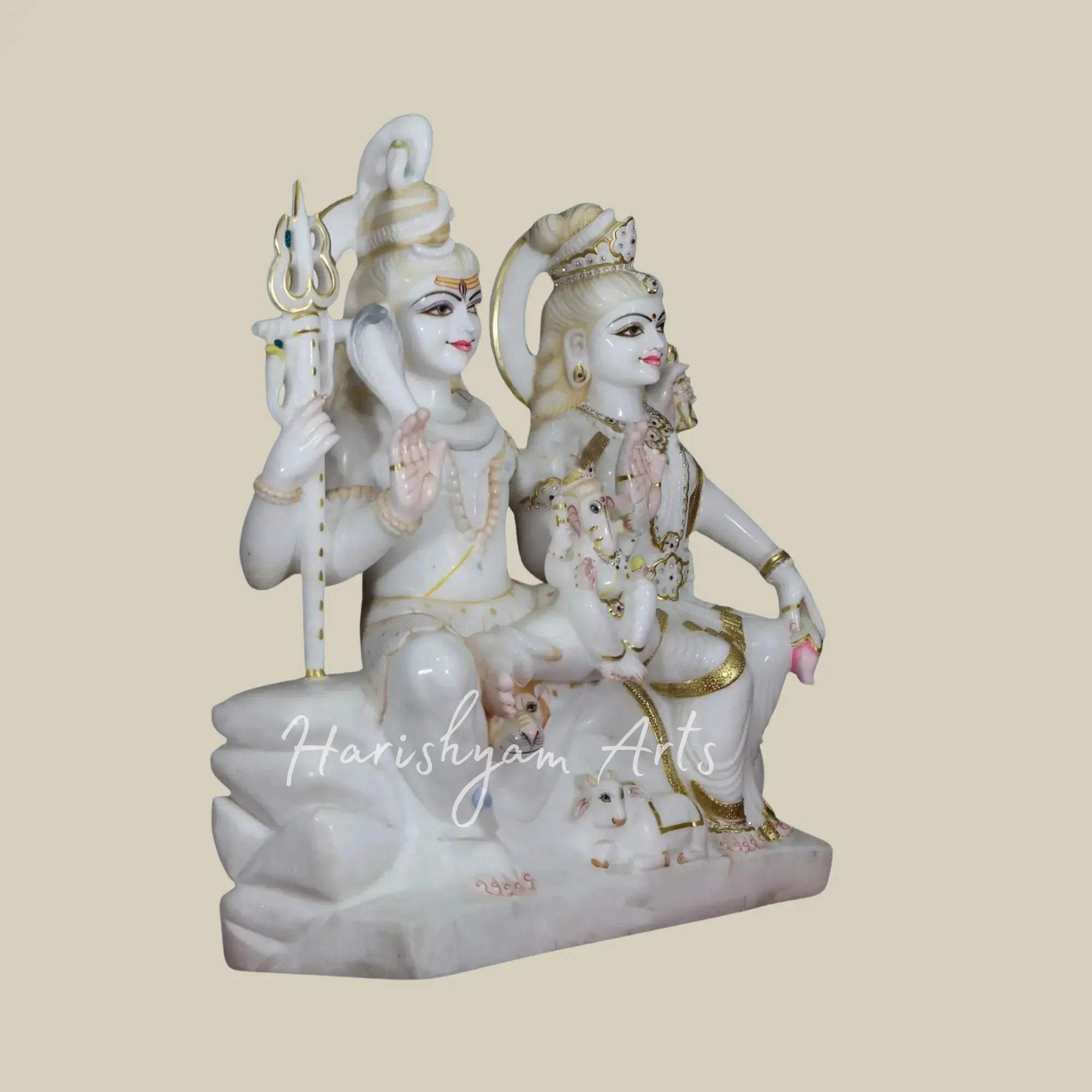 30 inches Large marble shiv parvati murti 2