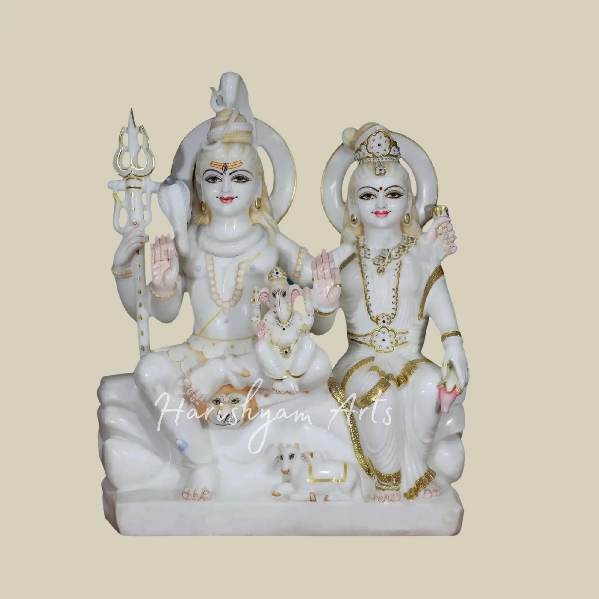 30 inches Large marble shiv parvati murti