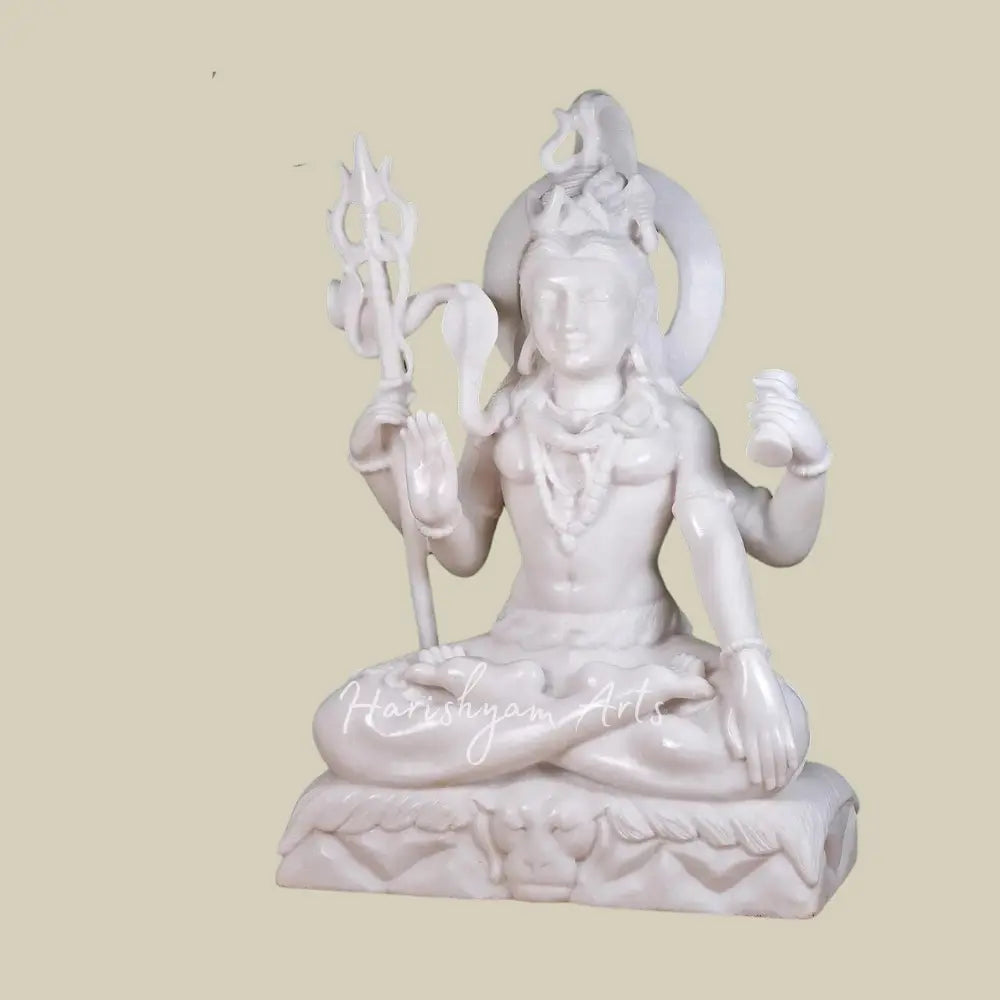 30" Pure White Shiva Marble Statue