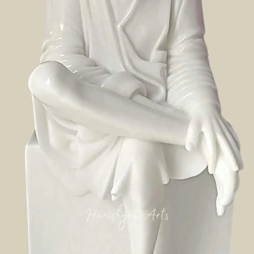 30" Sai Baba Sitting Statue In White Marble