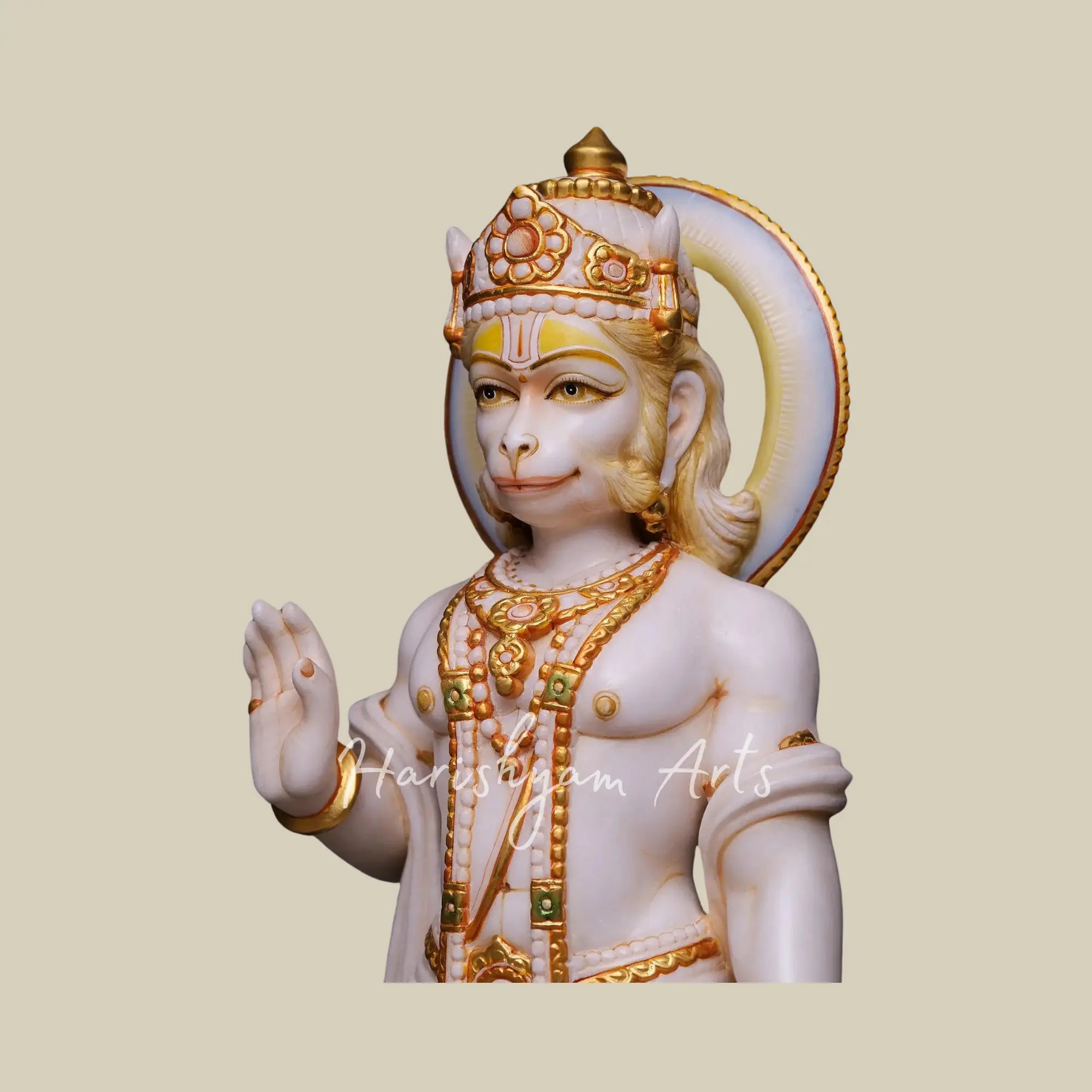 30 inches White Marble Standing Hanuman Statue2