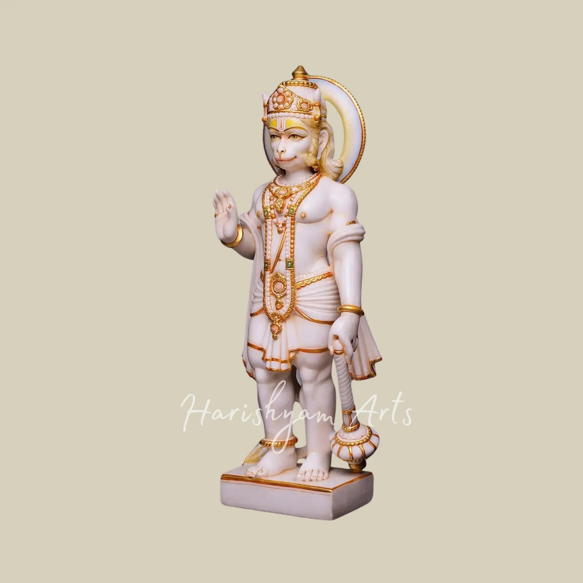 30 inches White Marble Standing Hanuman Statue4
