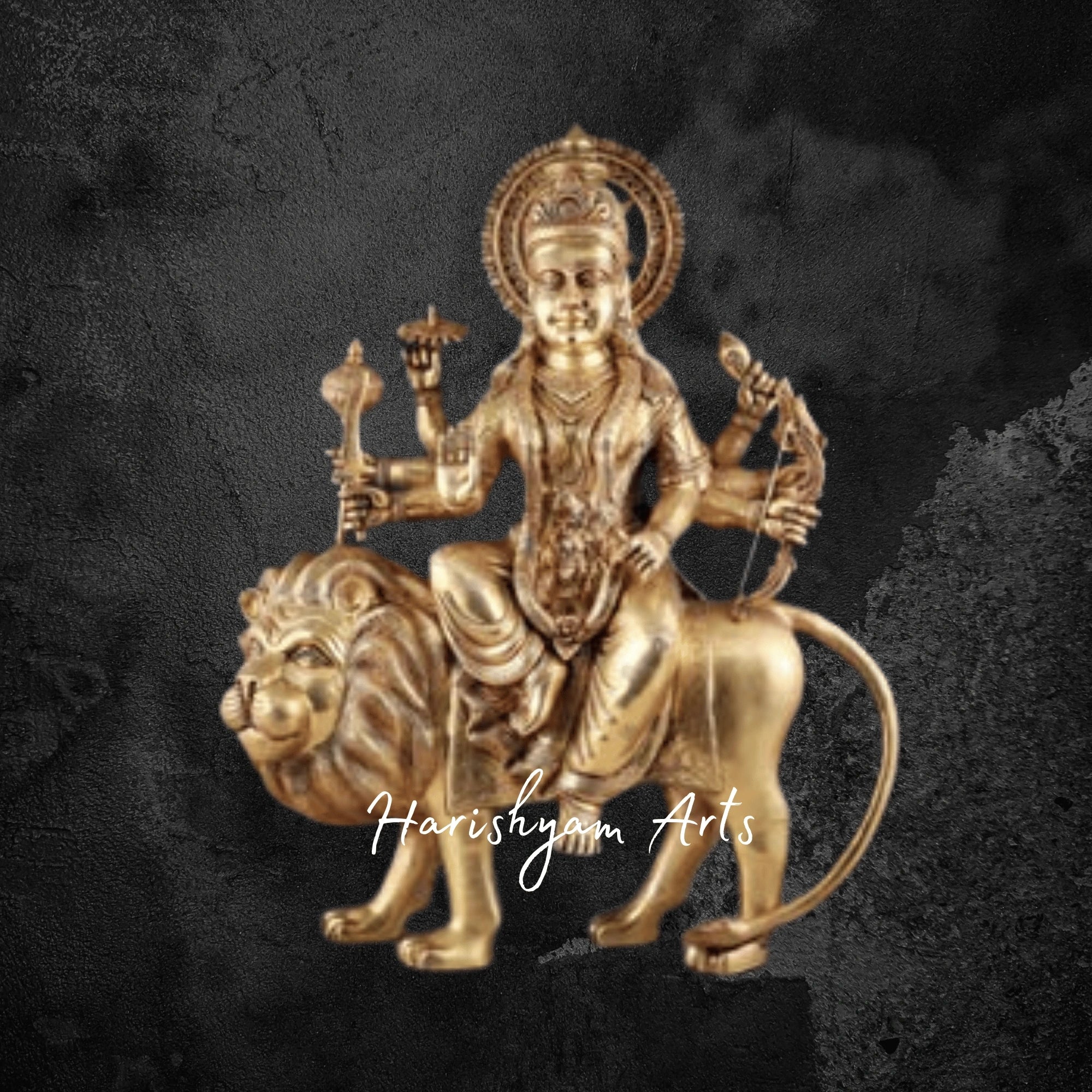 32" Brass Durga Sherawali Mata Idol for Temple Worship