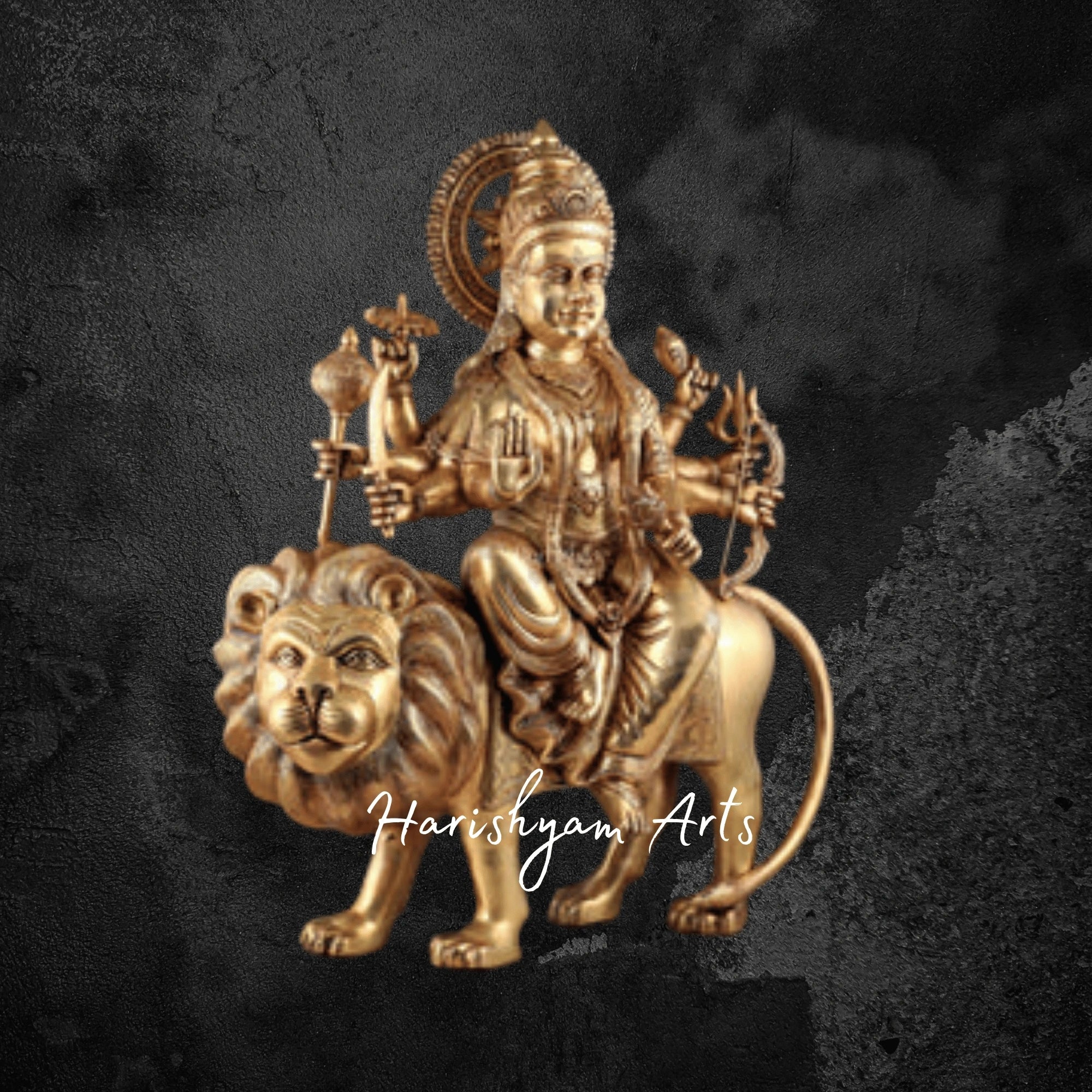 32" Brass Durga Sherawali Mata Idol for Temple Worship
