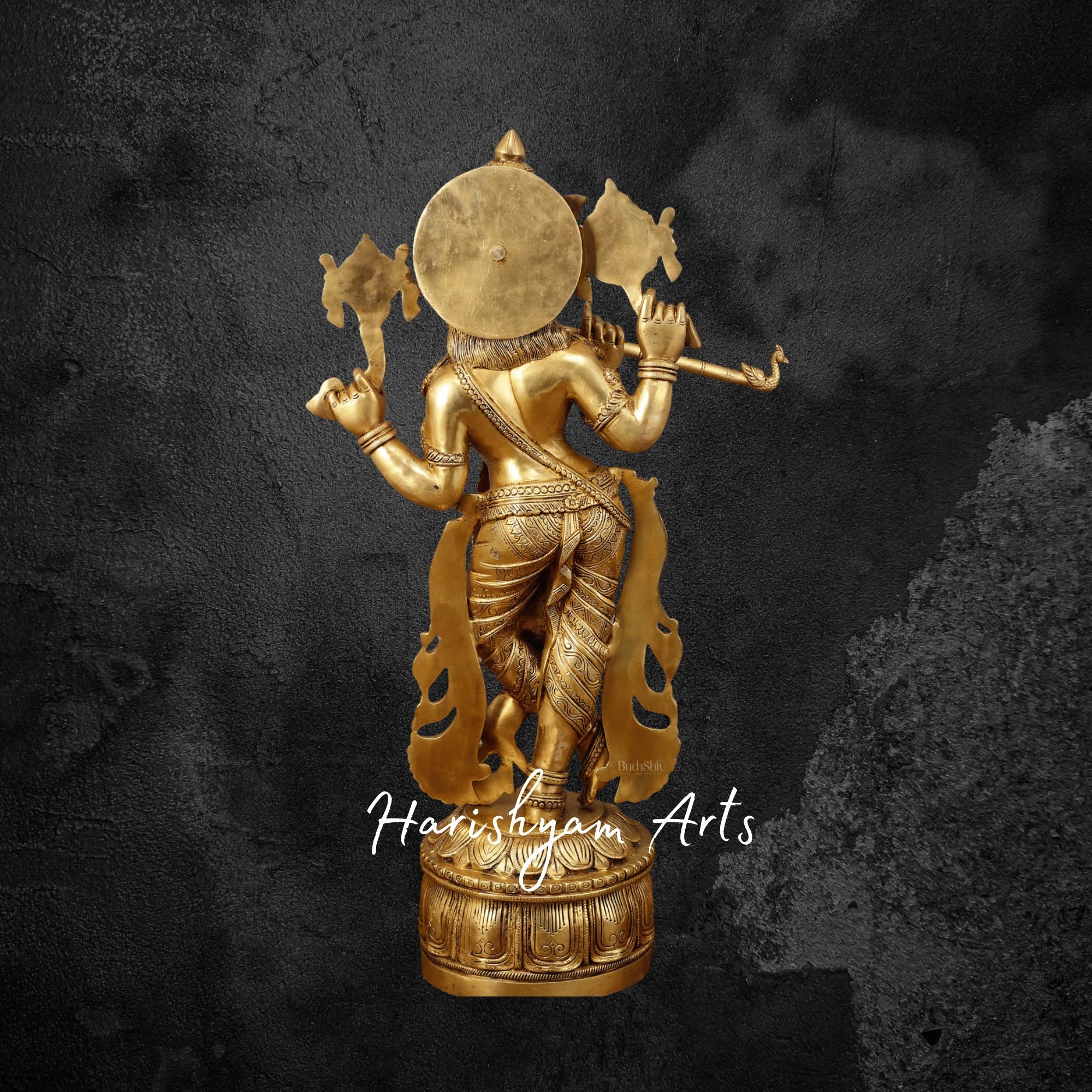 32" Four-Armed Vishnu Roopam Krishna Brass Idol for Mandir
