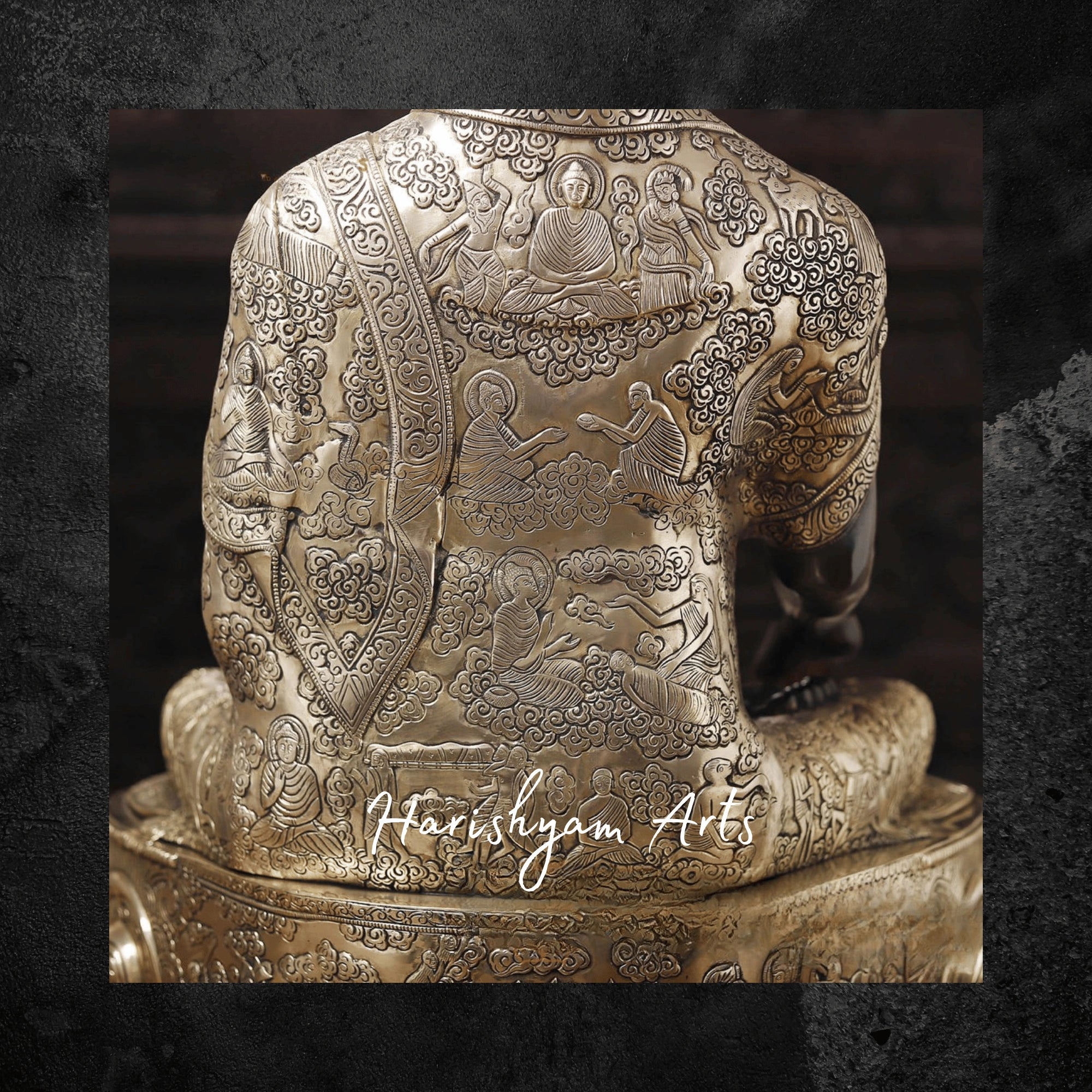 33" Brass Buddha Statue Online Seated on a Lotus with Black and Golden Patina