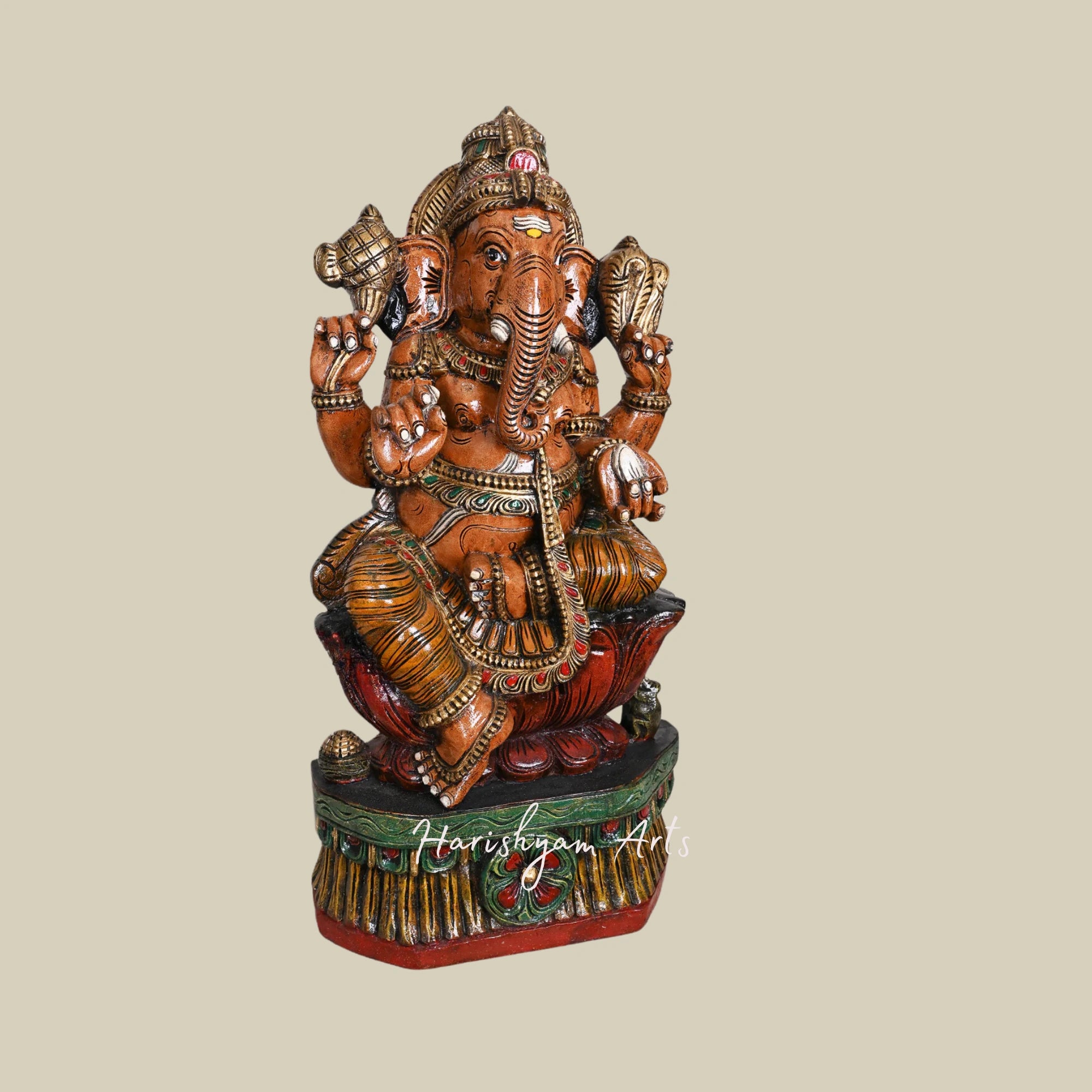 35" Handcrafted Ganesha Sculpture for Pooja Room1