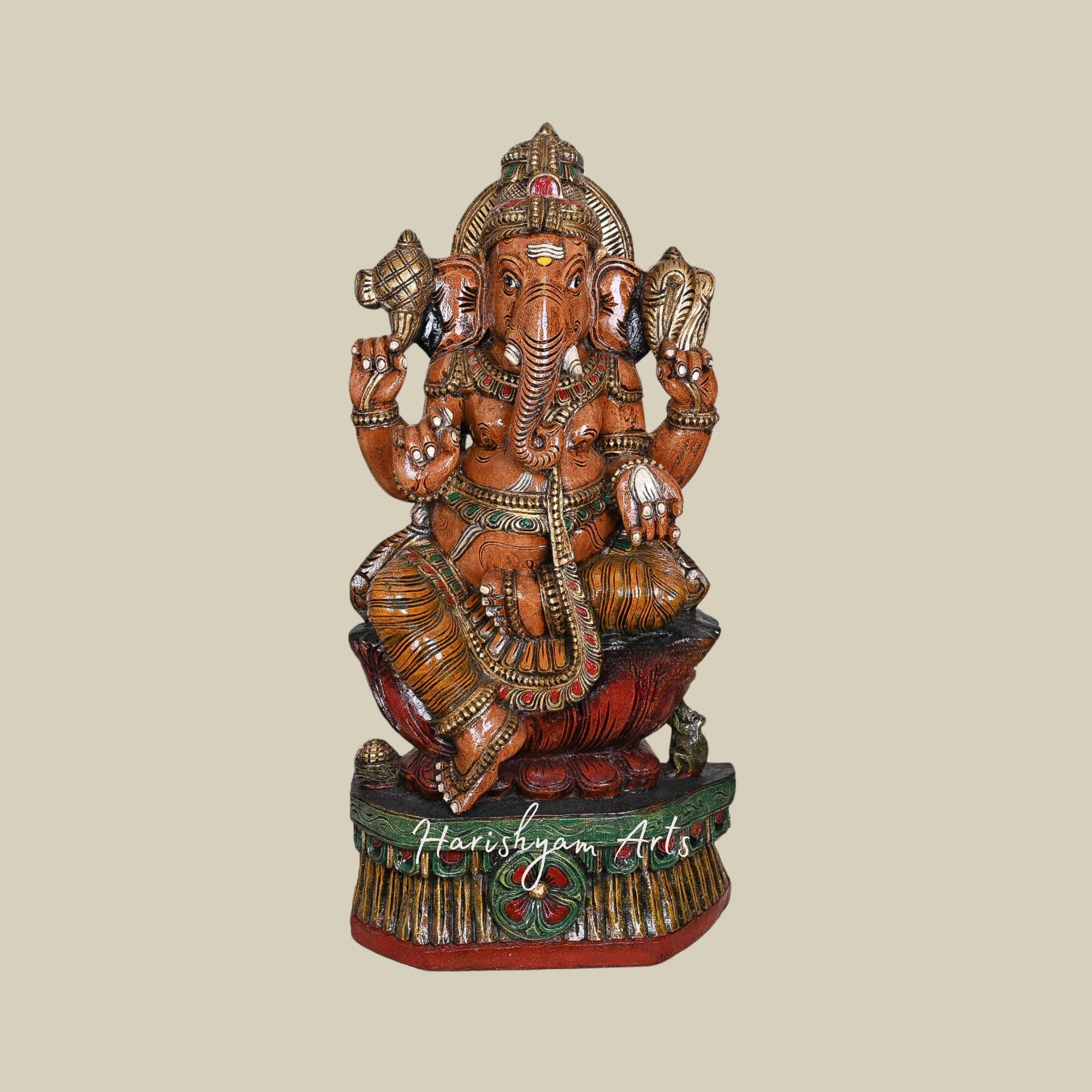 35" Handcrafted Ganesha Sculpture for Pooja Room2