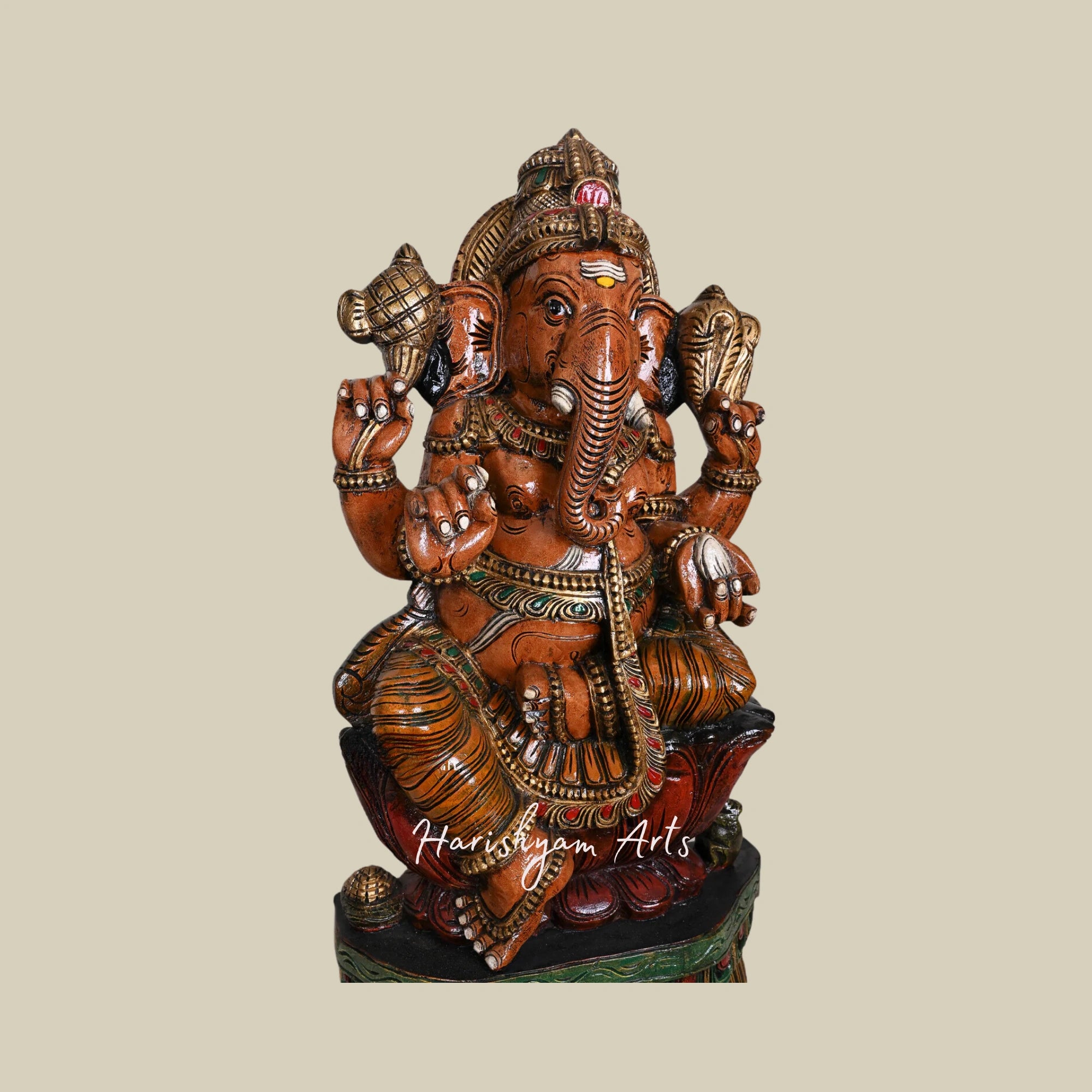 35" Handcrafted Ganesha Sculpture for Pooja Room3