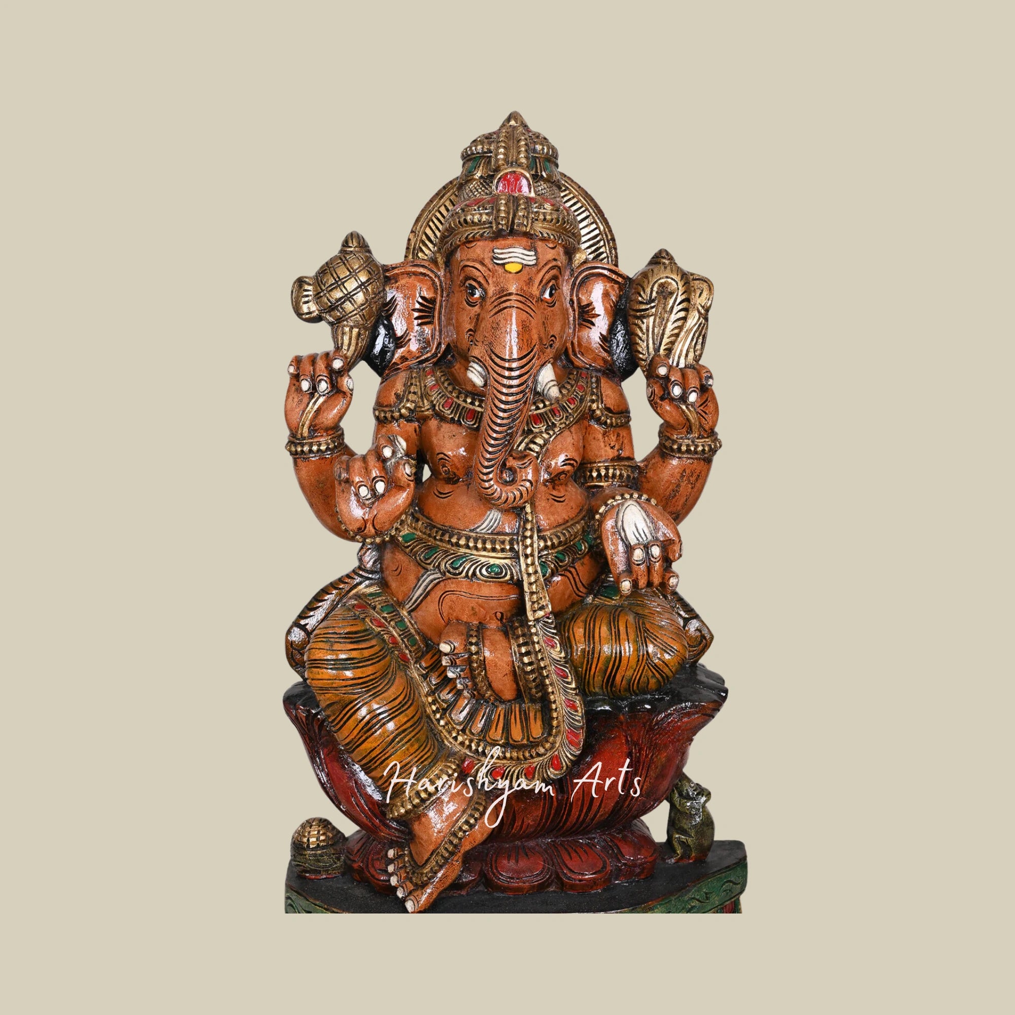 35" Handcrafted Ganesha Sculpture for Pooja Room4