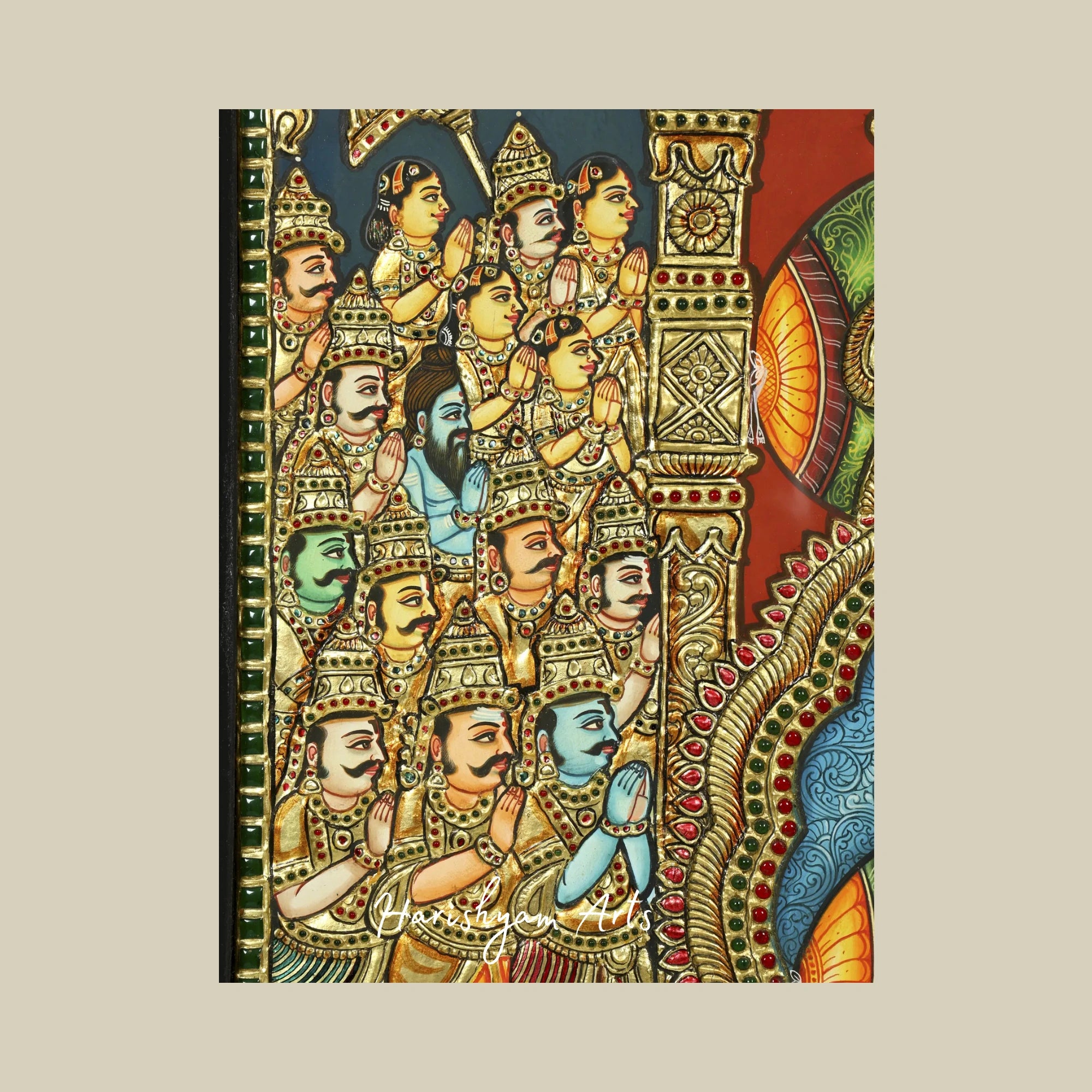 35" Lord Hanuman: An Avatar of Shiva Tanjore Painting with Traditional Gold Work