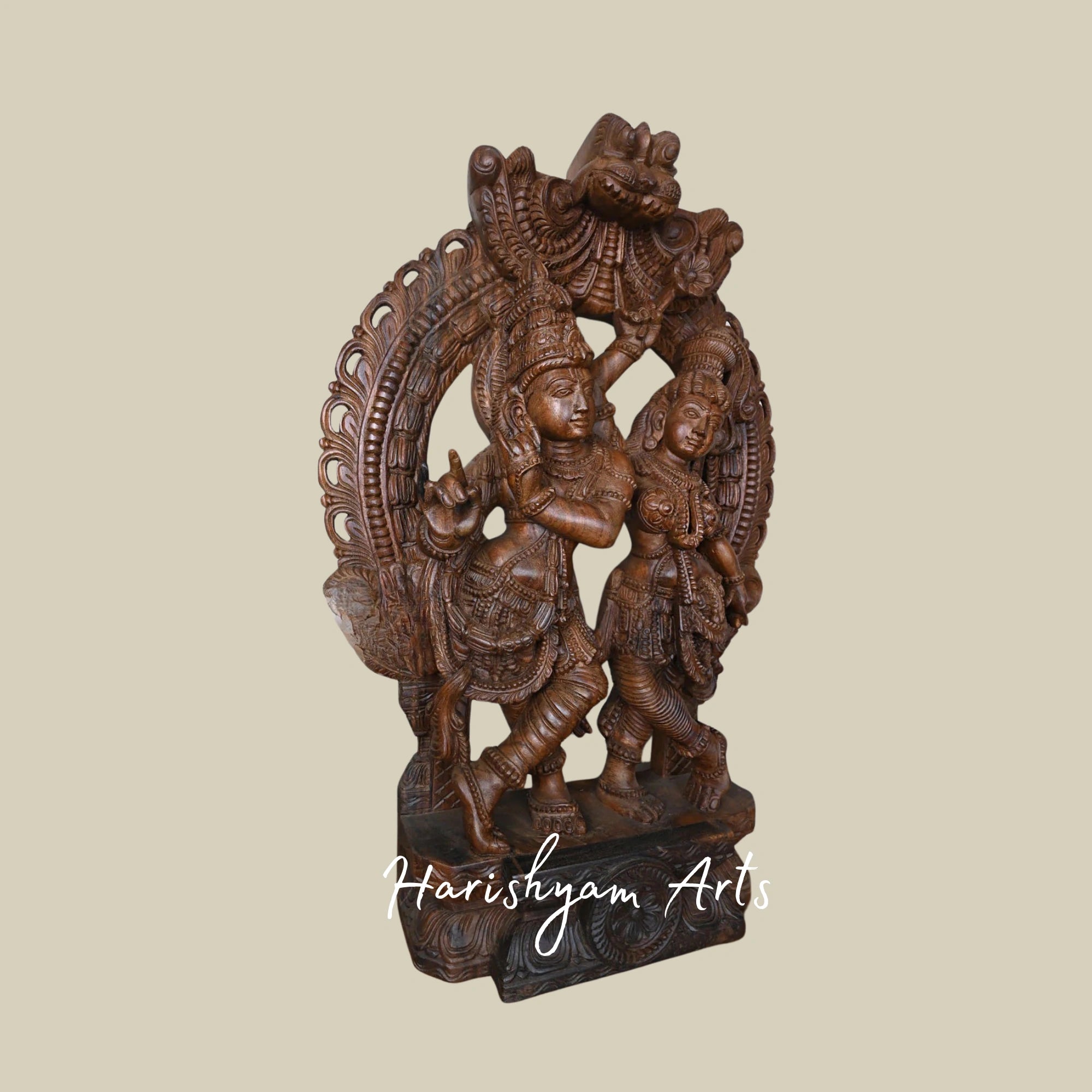 35" Shri Govindha Krishna with Radha Playing Flute in Prabhavali Frame