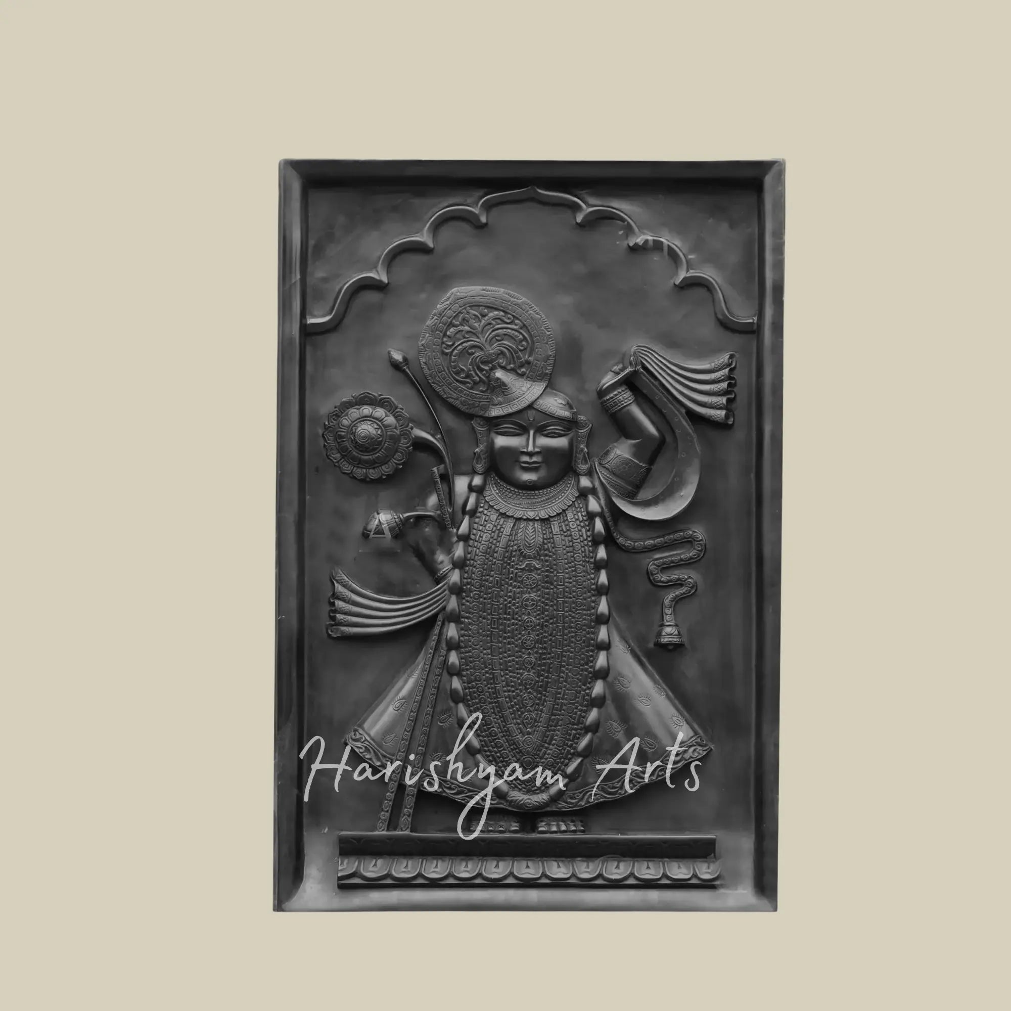 36 Large Shrinathji Black Marble Panel For Home