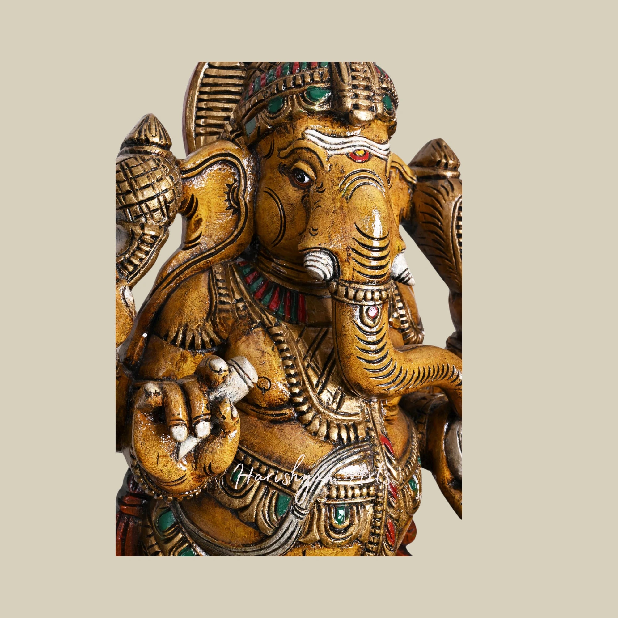 36" Dancing Ganesha on Rat Jali Work Wall Mount – Wooden Ganesha Wall Decor