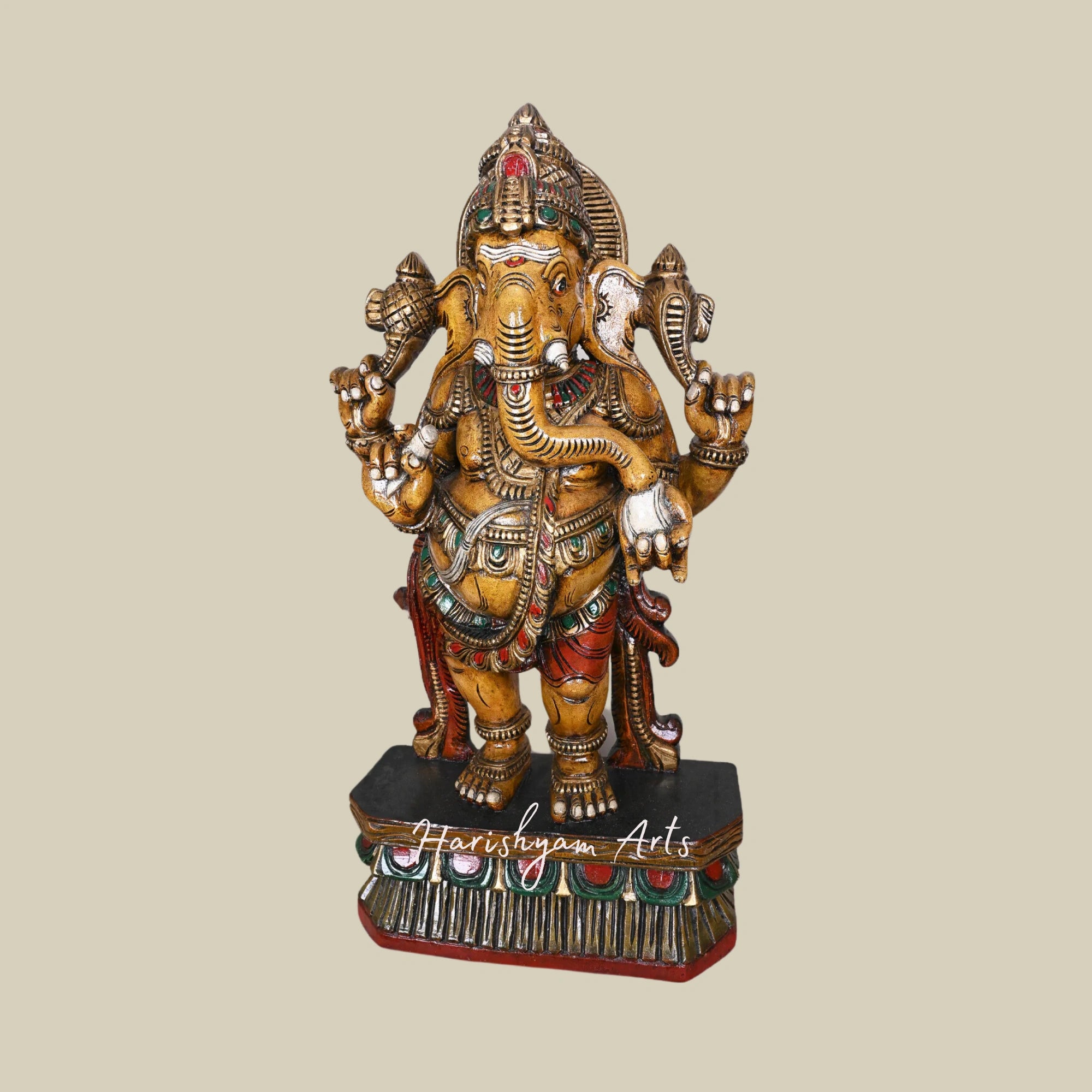 36" Dancing Ganesha on Rat Jali Work Wall Mount – Wooden Ganesha Wall Decor1